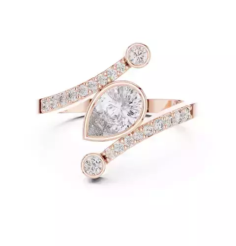 Pear Cut Bezel Set Diamond Engagement Wedding Ring 3DM STL Video 3D print model
