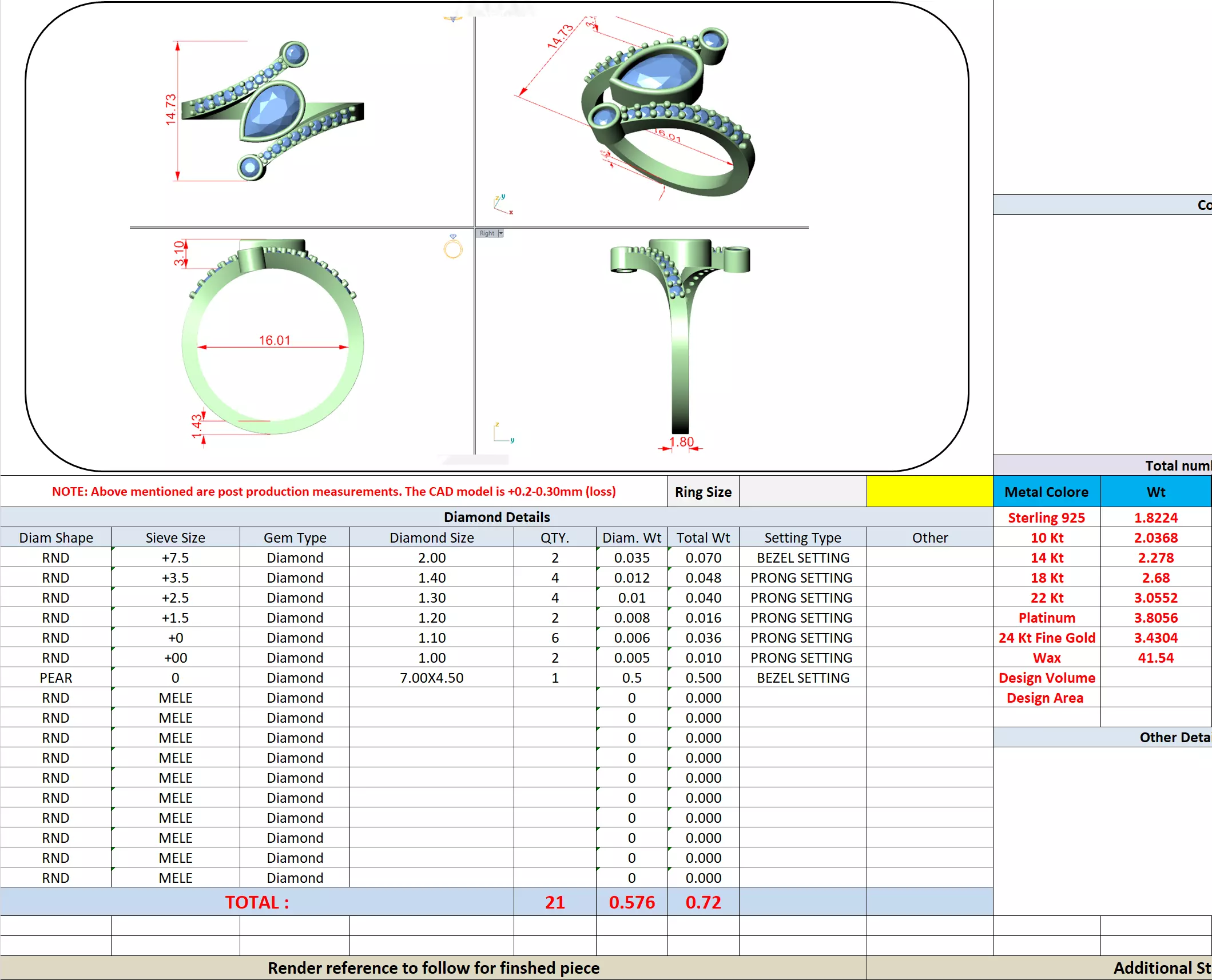 Pear Cut Bezel Set Diamond Engagement Wedding Ring 3DM STL Video 3D print model_13