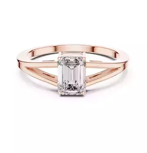Solitaire Emerald Cut Split Shank Wedding Ring 3DM STL Video