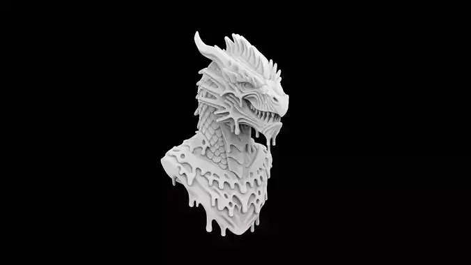 Melting Dragon Bust 3D Print Model