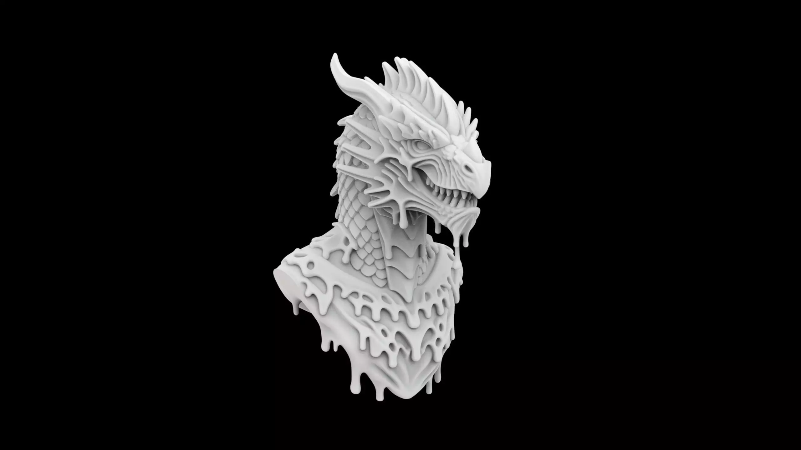 Melting Dragon Bust 3D Print Model 3D print model_0