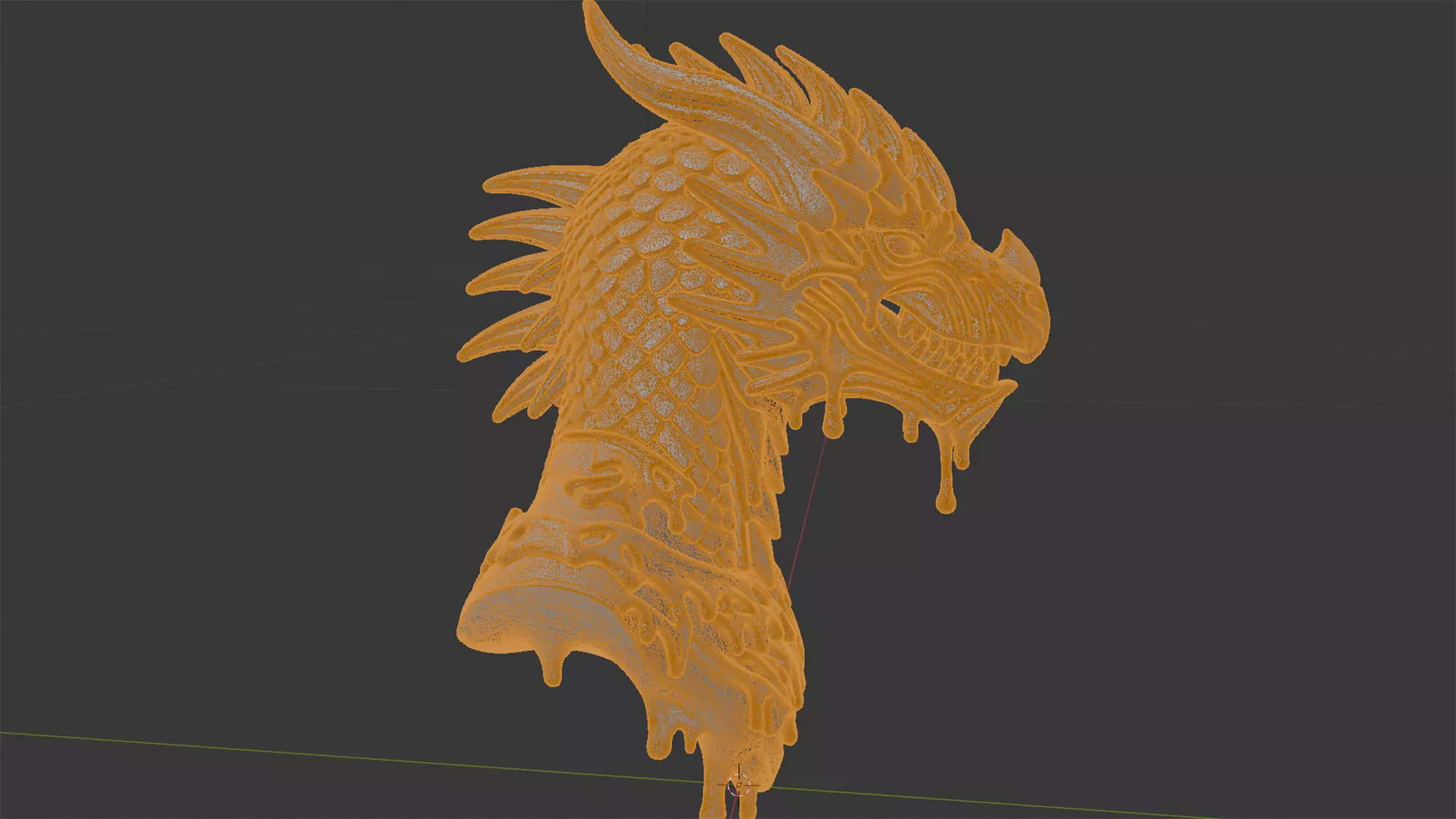 Melting Dragon Bust 3D Print Model 3D print model_7