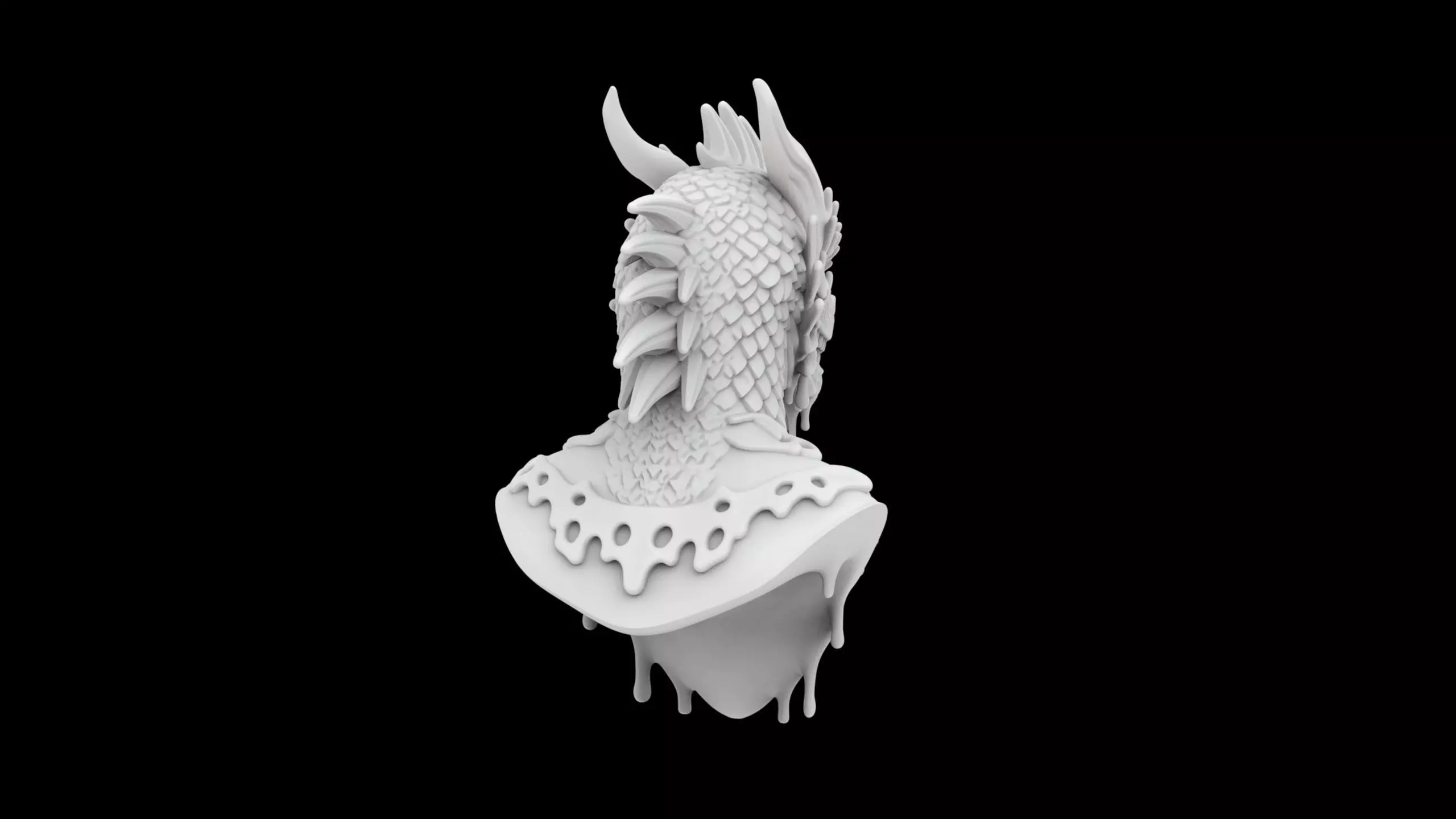 Melting Dragon Bust 3D Print Model 3D print model_4
