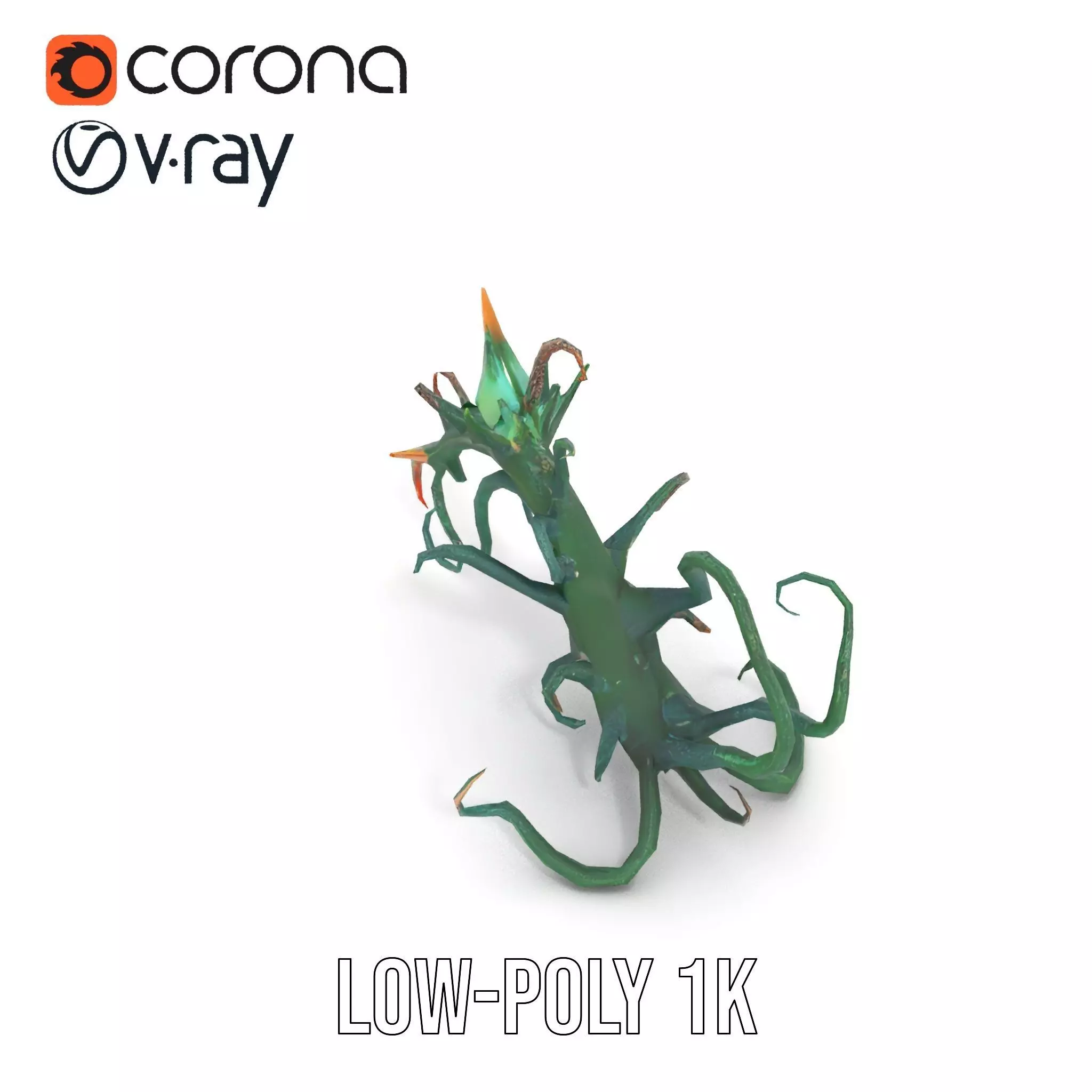 Twisted Emerald Thorns model pack Low-poly 3D model_25