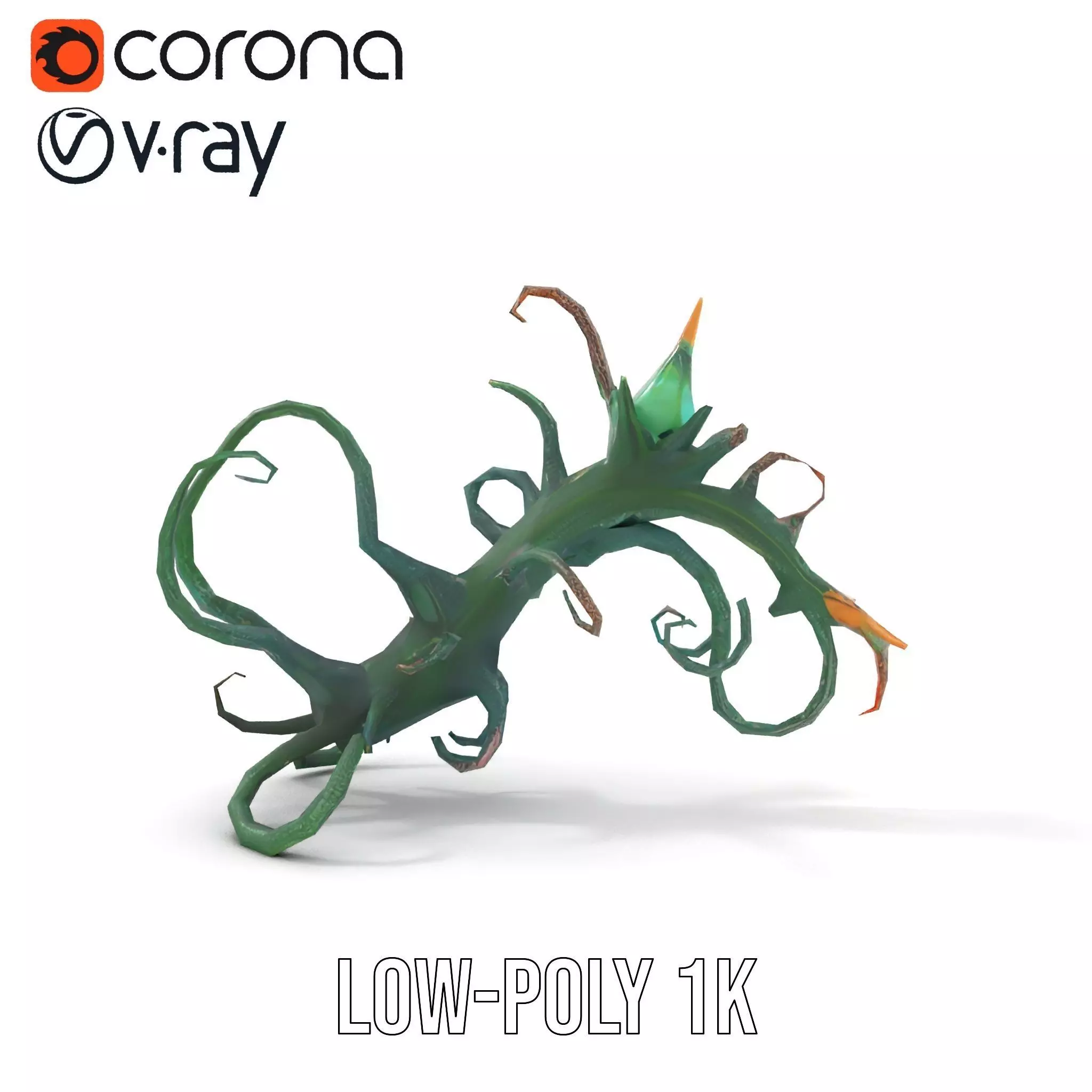 Twisted Emerald Thorns model pack Low-poly 3D model_12