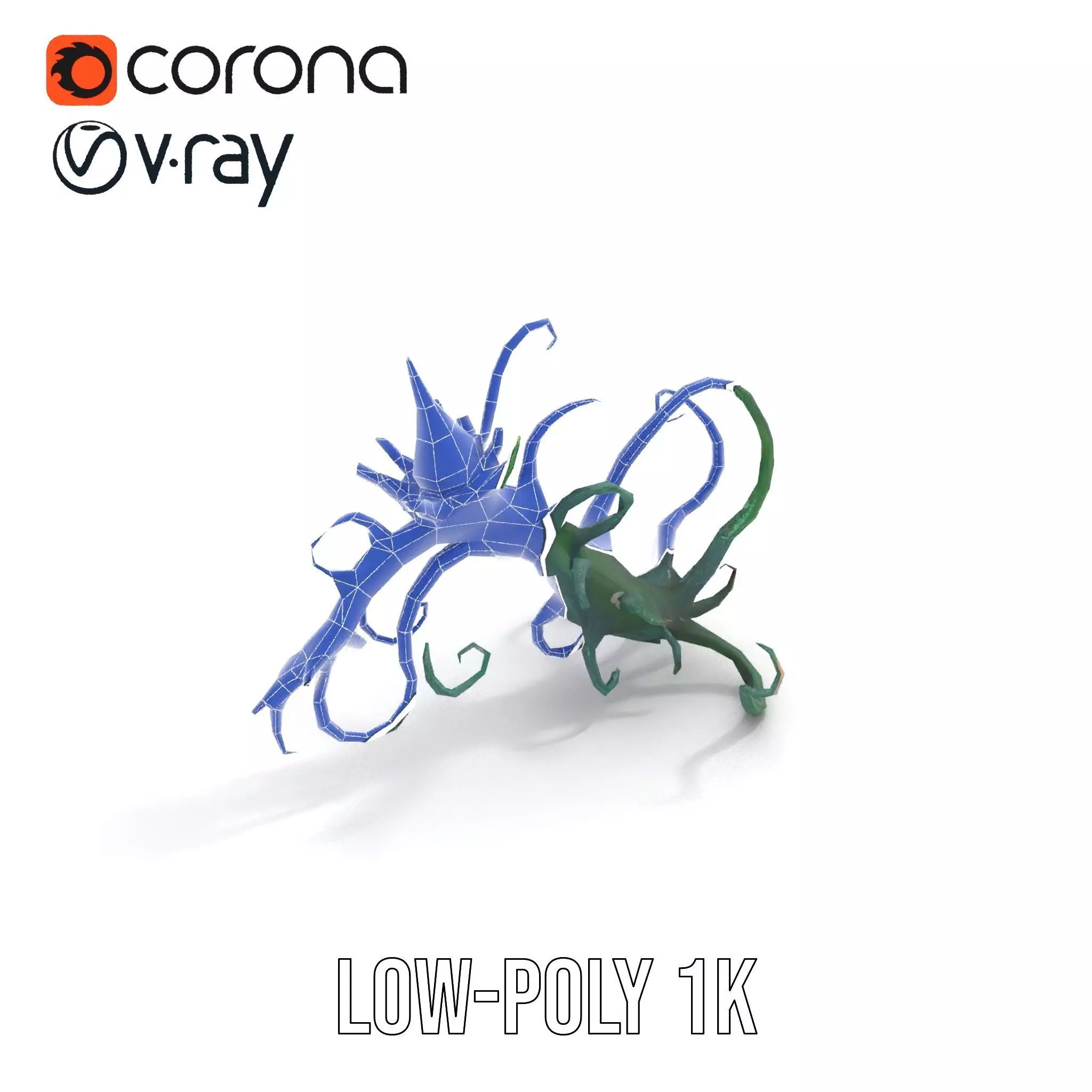 Twisted Emerald Thorns model pack Low-poly 3D model_17