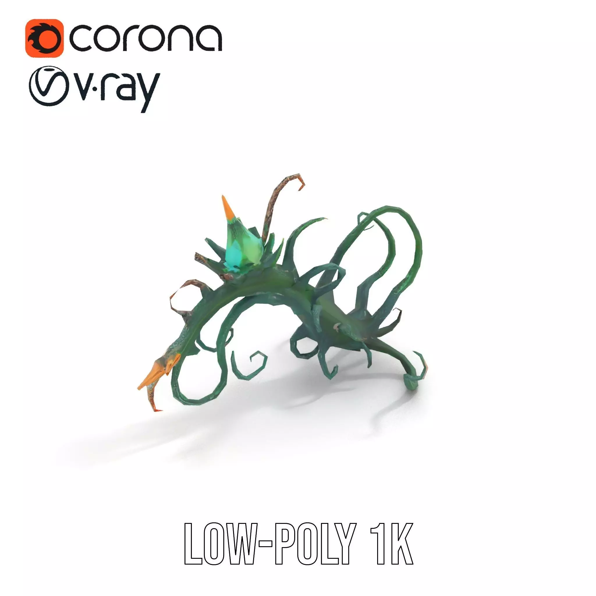 Twisted Emerald Thorns model pack Low-poly 3D model_7