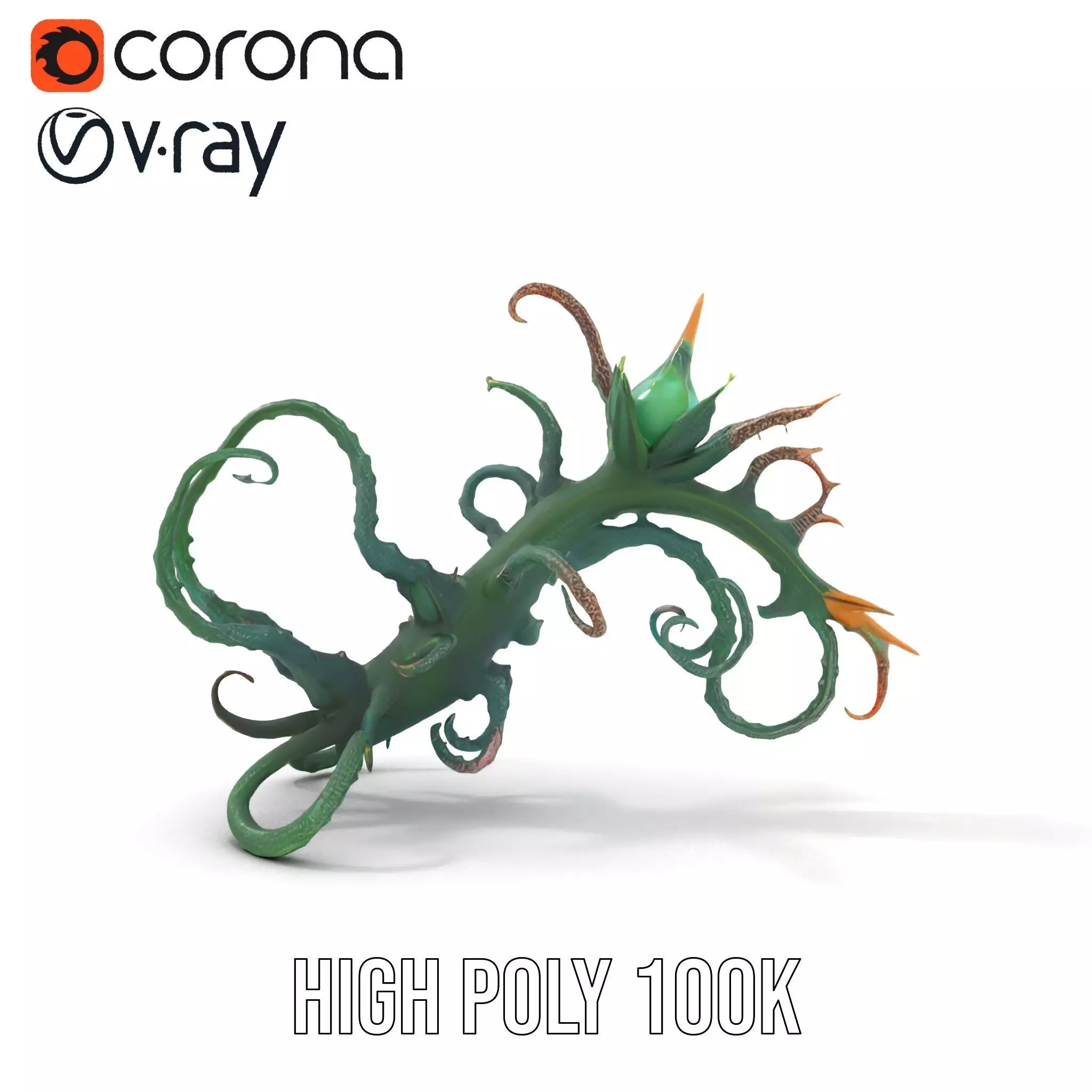 Twisted Emerald Thorns model pack Low-poly 3D model_29