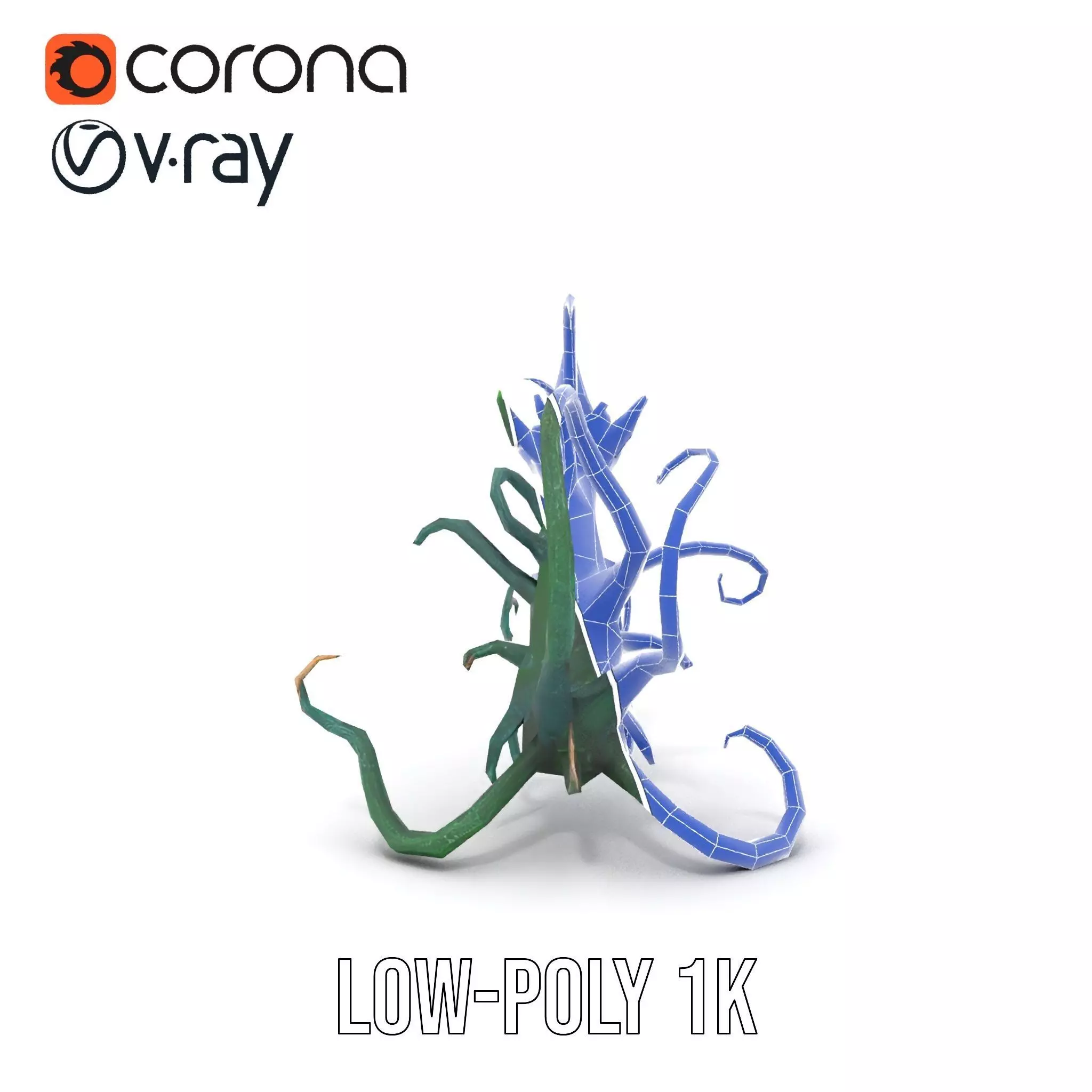 Twisted Emerald Thorns model pack Low-poly 3D model_31