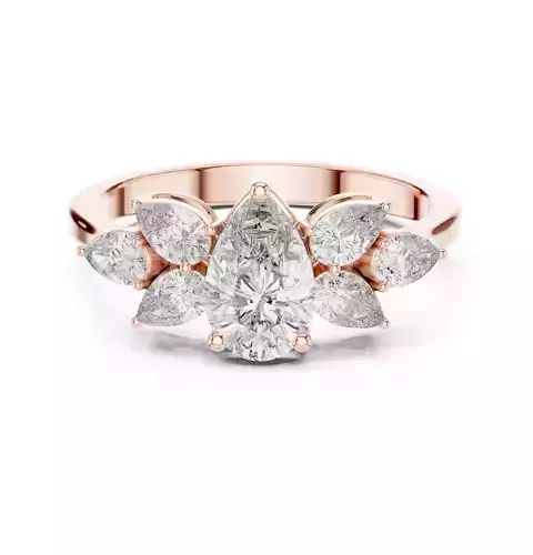 Pear Cut Cluster Diamond Engagement Wedding Ring 3DM STL Video