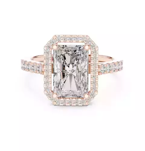 Radiant Cut Halo Diamond Engagement Wedding Ring 3DM STL Video