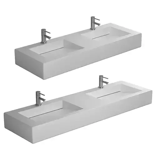 Wall hung washbasin ABBER Stein AS2643 double