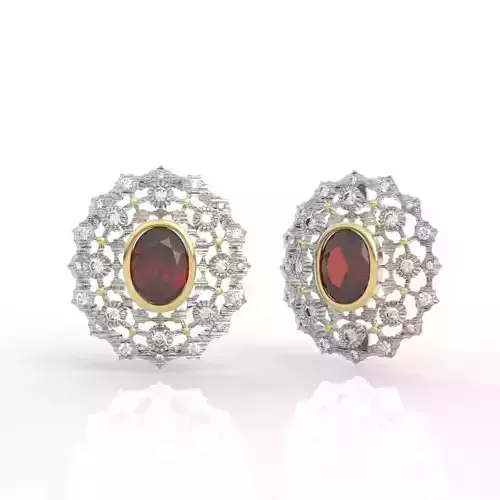 Elegant Oval Gemstone Stud Earrings