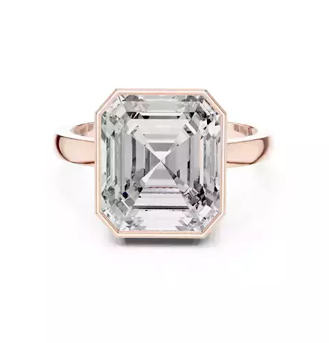 Solitaire Emerald Cut Bezel Set Engagement Ring 3DM STL Video