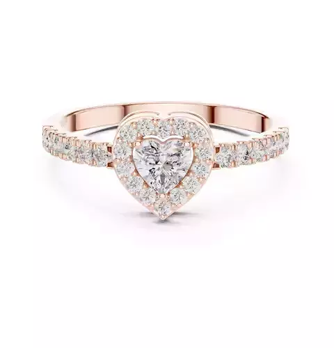Heart Cut Halo Diamond Engagement Wedding Ring 3DM STL Video