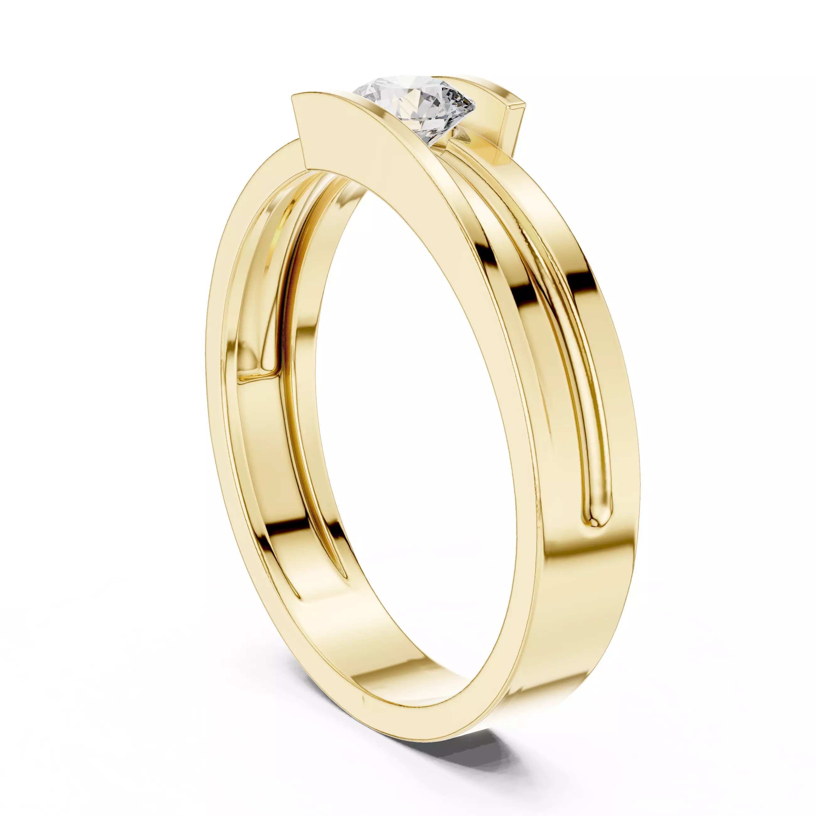 4mm Solitaire Round Cut Tension Set Wedding Ring 3DM STL Video 3D print model_6