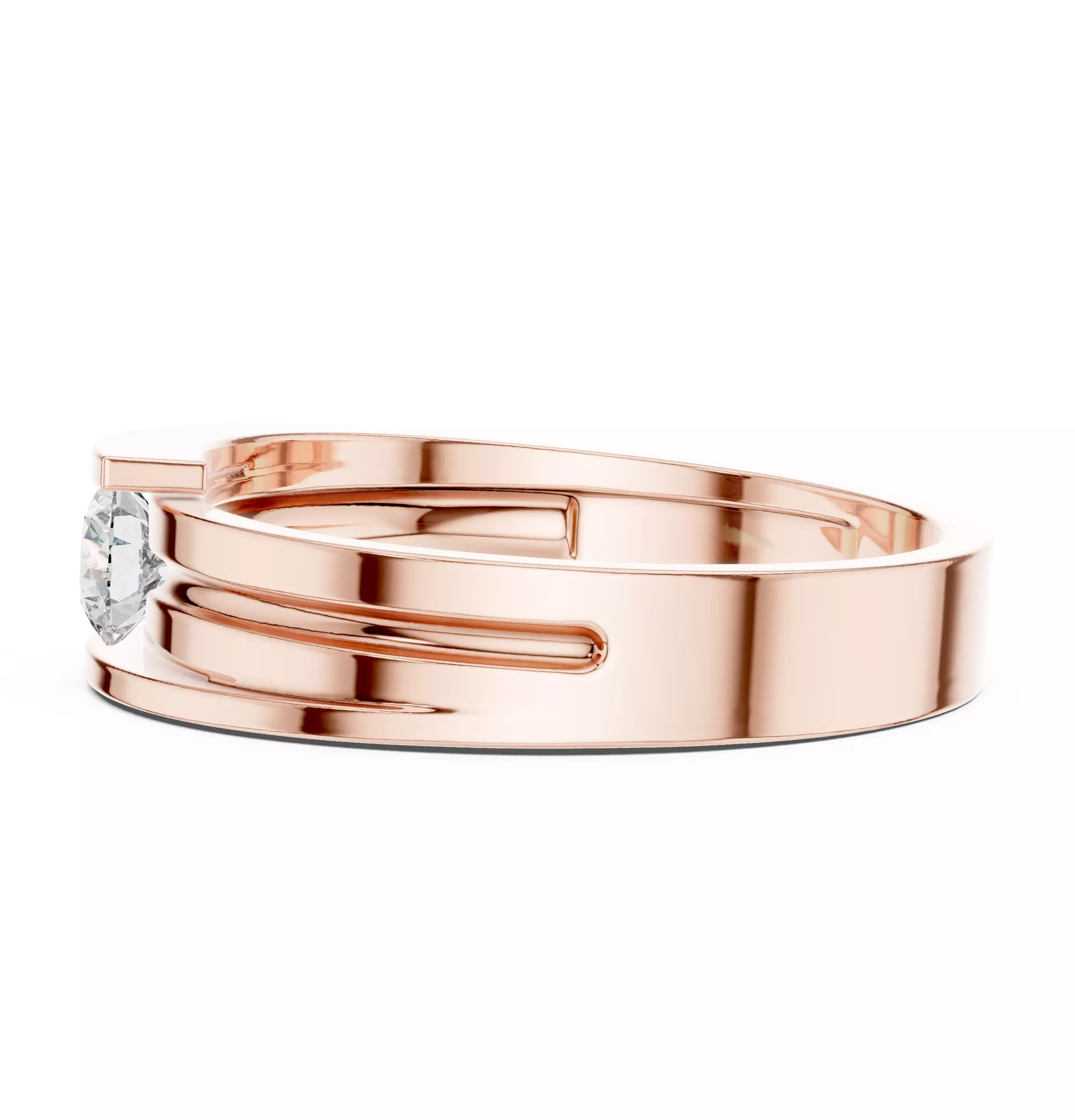 4mm Solitaire Round Cut Tension Set Wedding Ring 3DM STL Video 3D print model_5