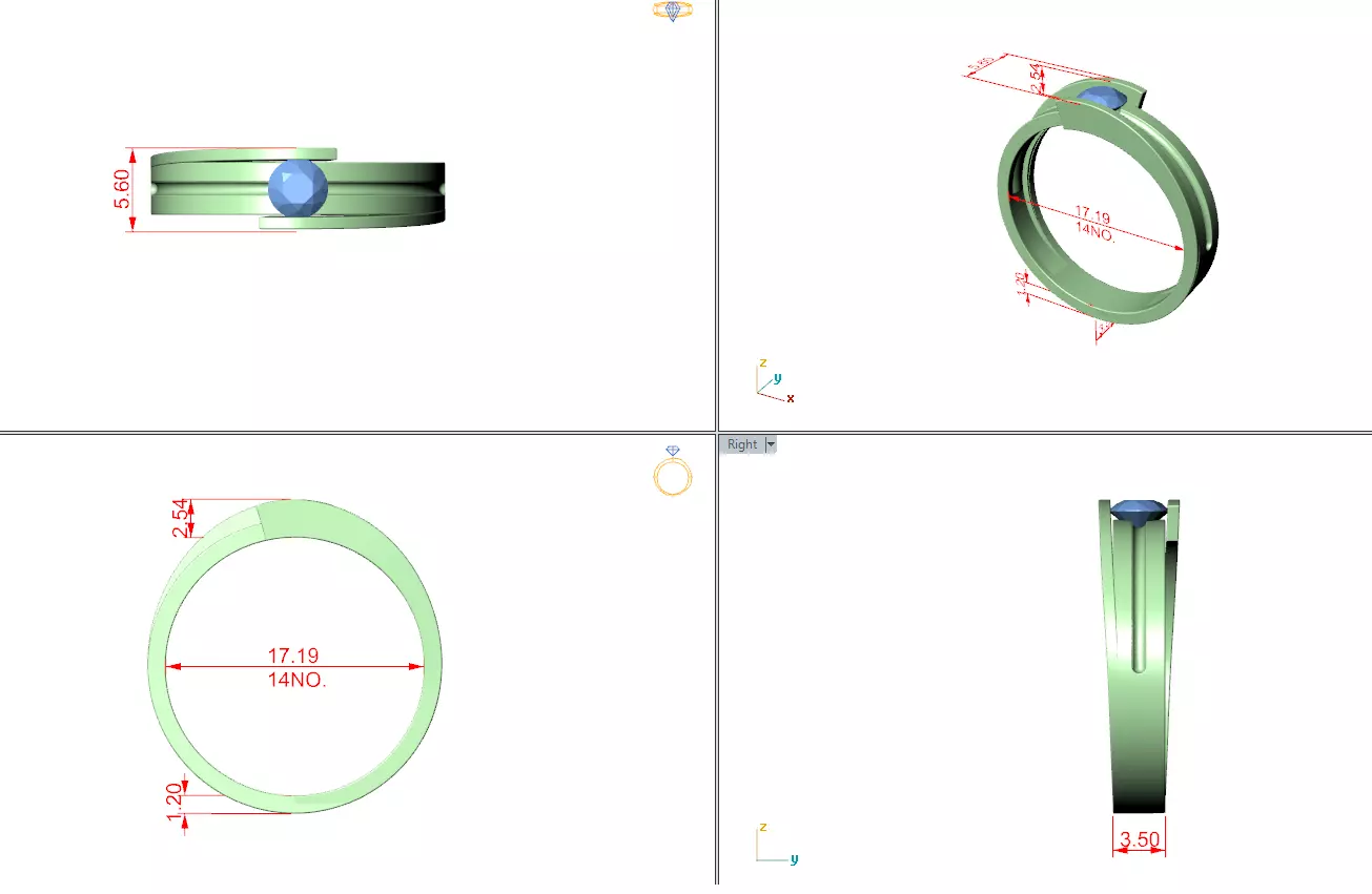 4mm Solitaire Round Cut Tension Set Wedding Ring 3DM STL Video 3D print model_12