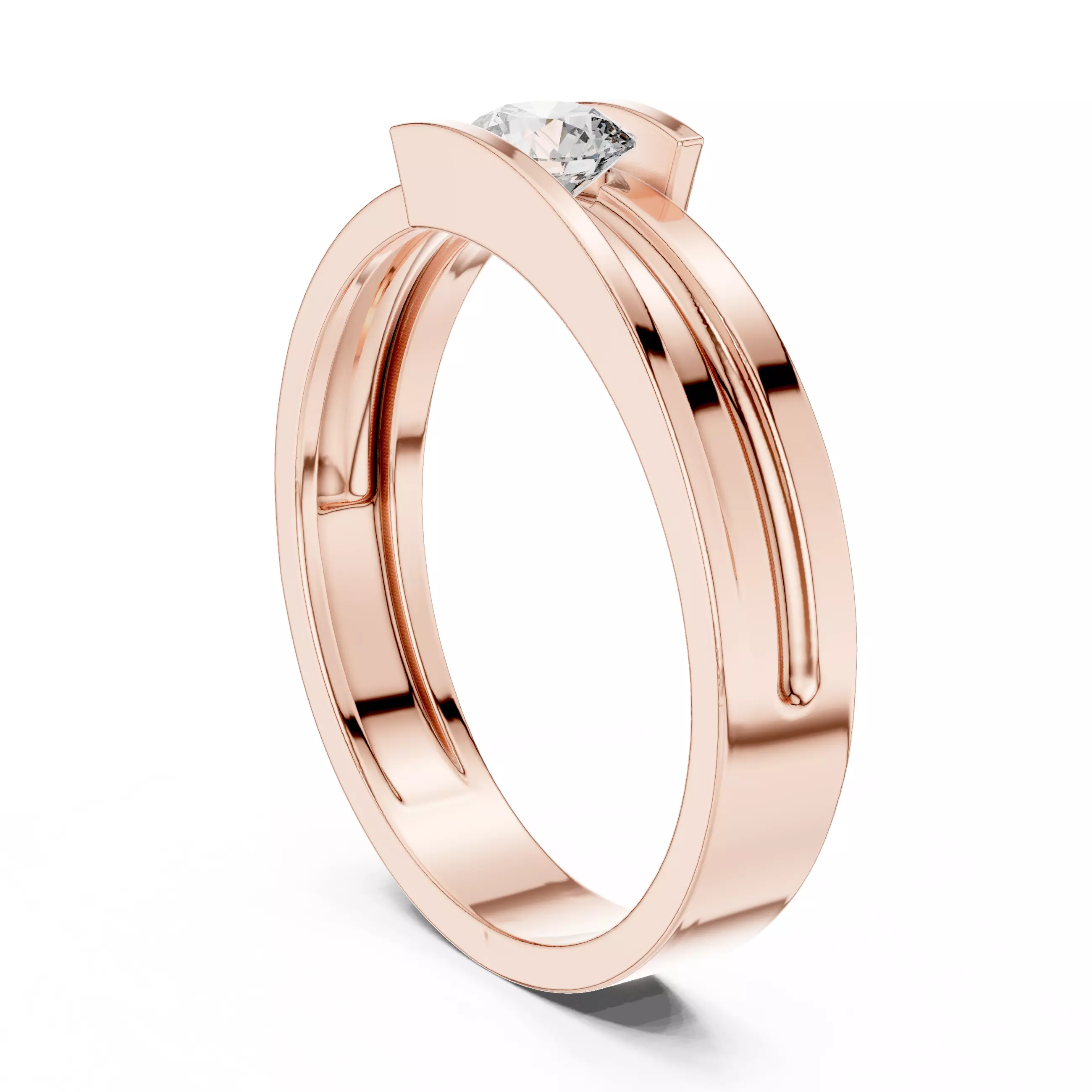 4mm Solitaire Round Cut Tension Set Wedding Ring 3DM STL Video 3D print model_3