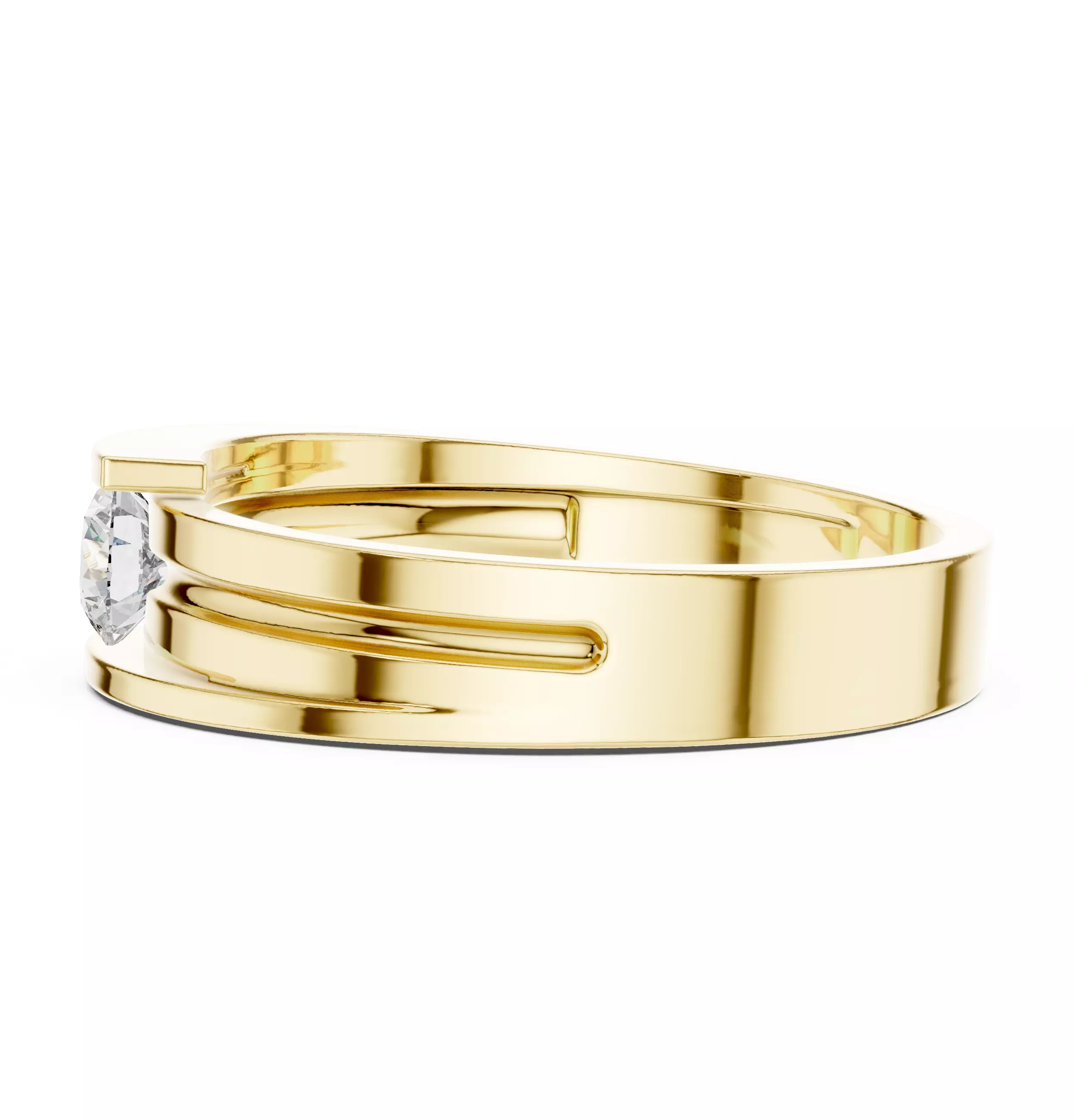 4mm Solitaire Round Cut Tension Set Wedding Ring 3DM STL Video 3D print model_8