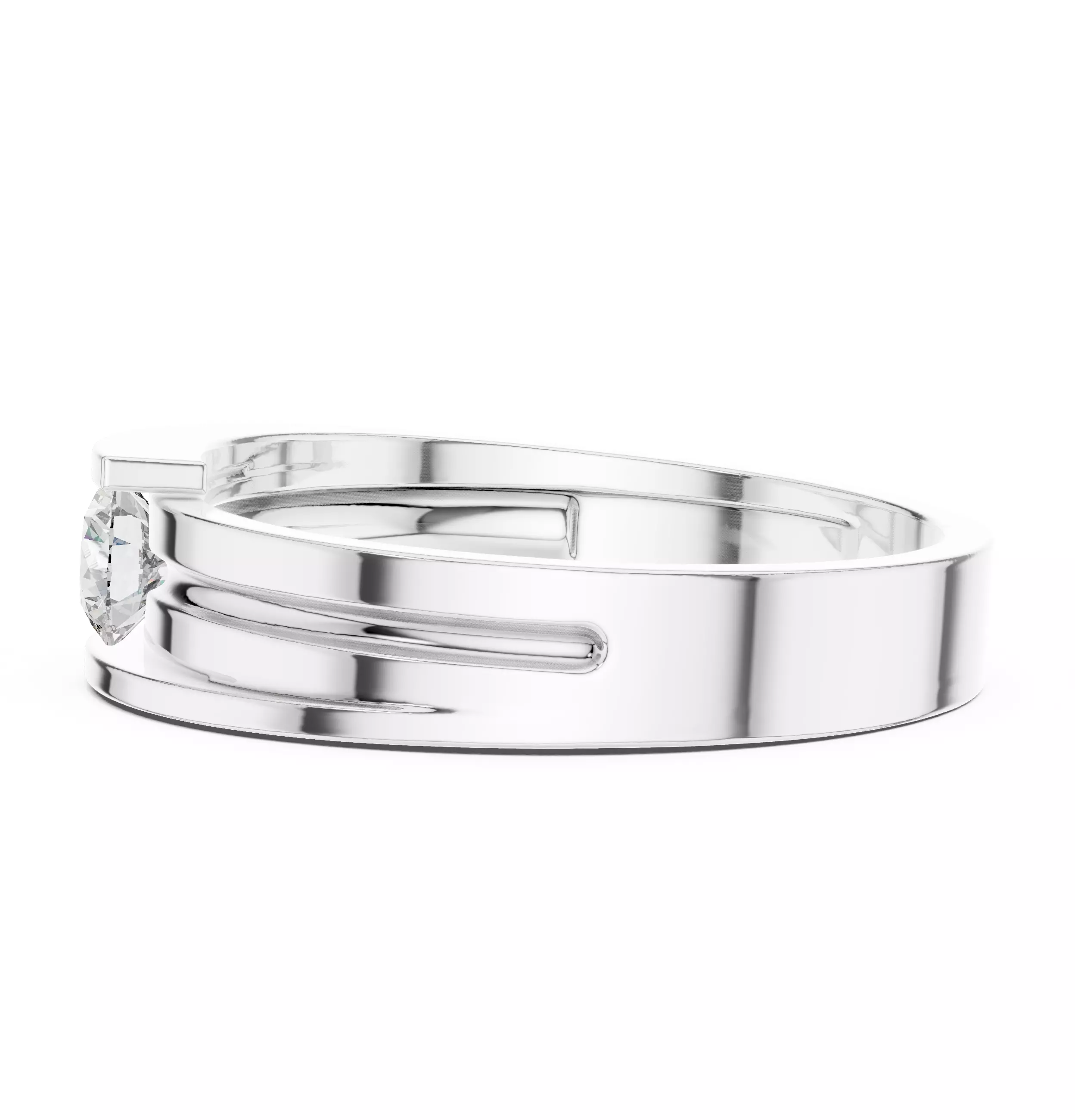 4mm Solitaire Round Cut Tension Set Wedding Ring 3DM STL Video 3D print model_11