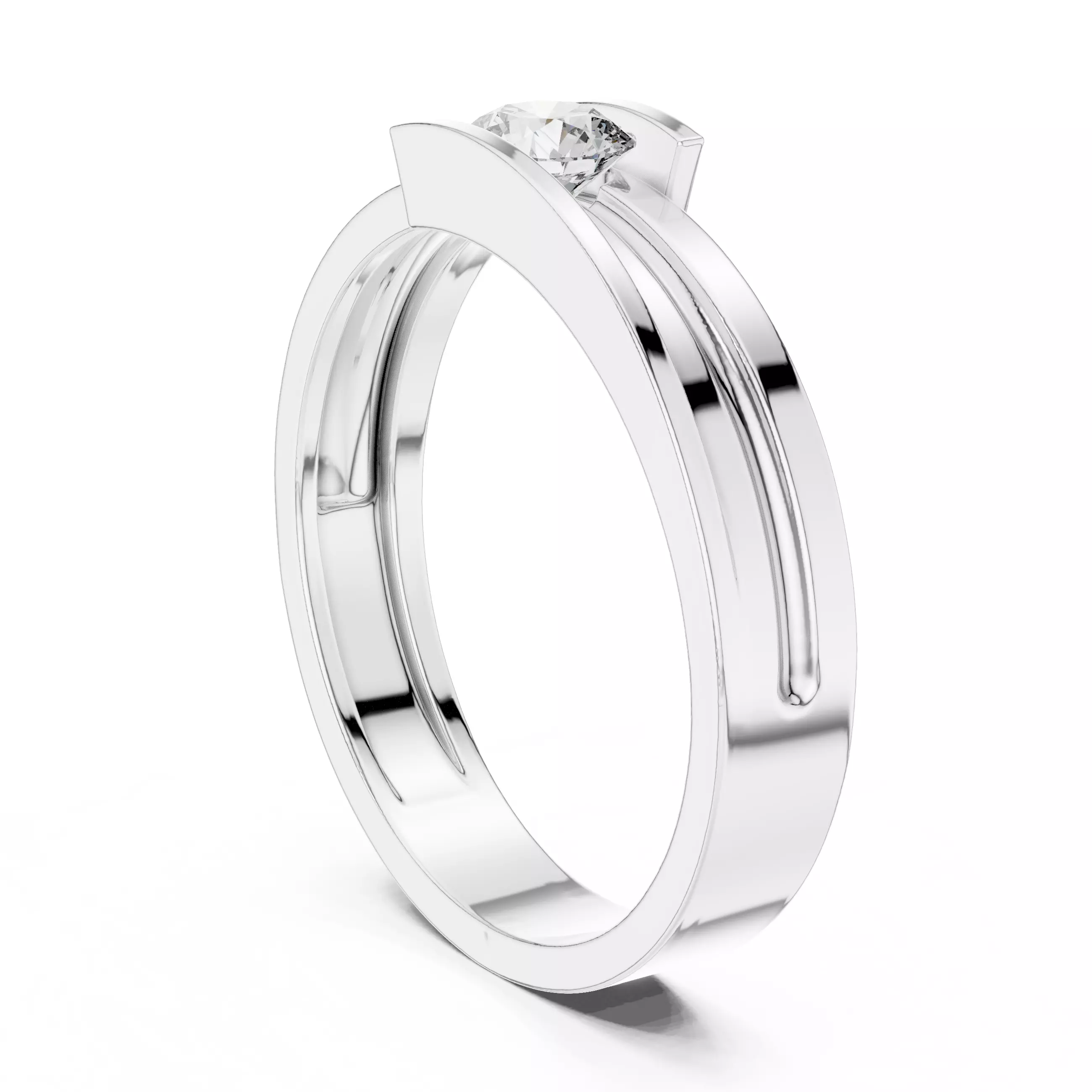 4mm Solitaire Round Cut Tension Set Wedding Ring 3DM STL Video 3D print model_9