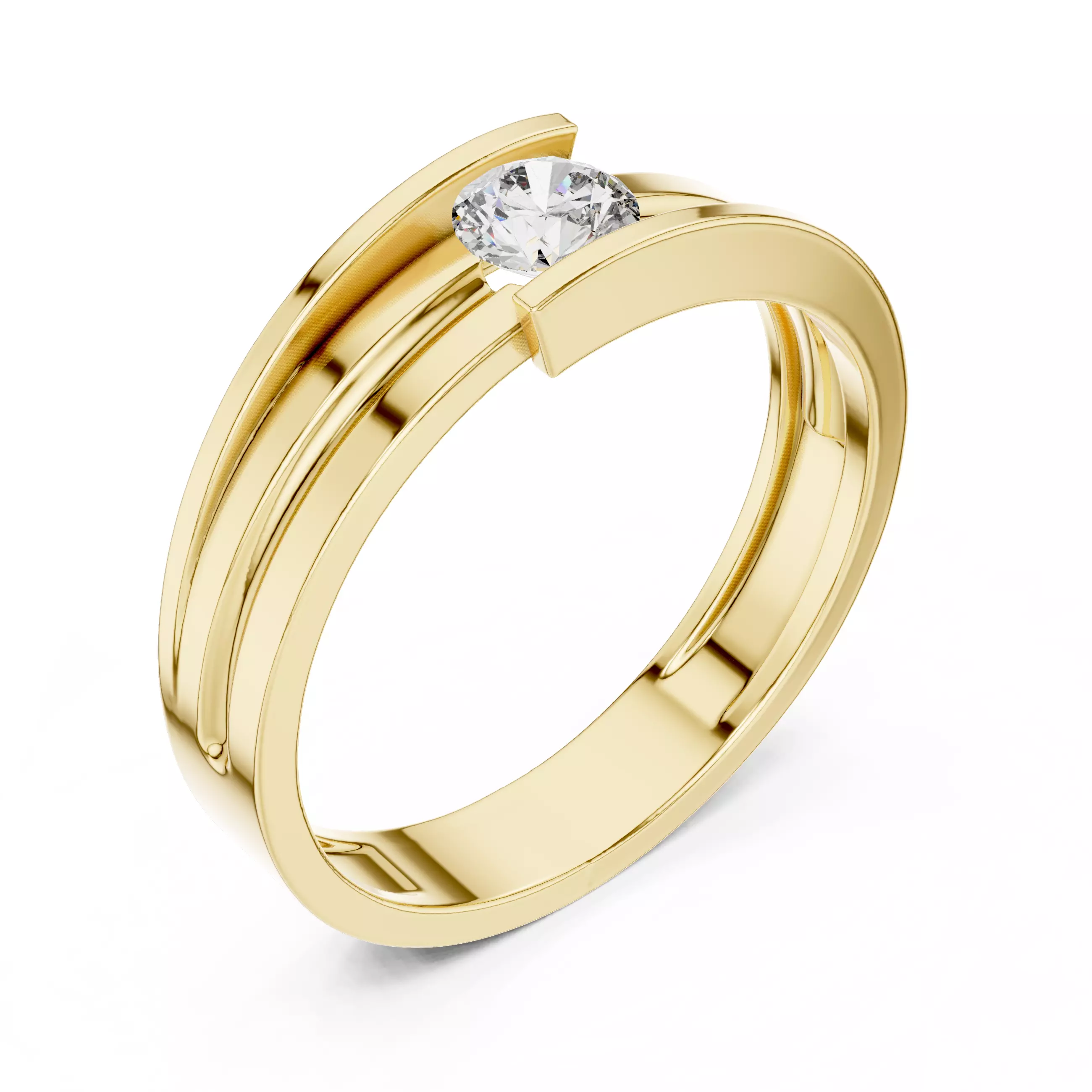 4mm Solitaire Round Cut Tension Set Wedding Ring 3DM STL Video 3D print model_7