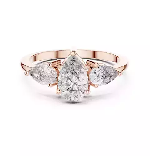 Three Stone Pear Cut Engagement Wedding Ring 3DM STL Video