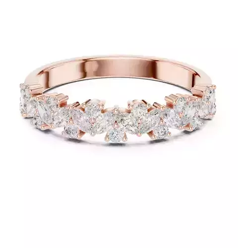 Marquise and round cut Alternating Wedding Band 3DM STL Video