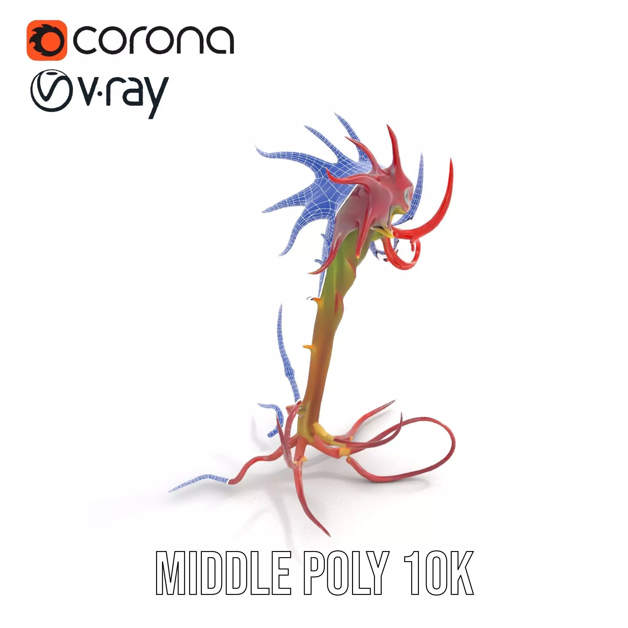 Spiky Crimson Creature model pack Low-poly 3D model_19