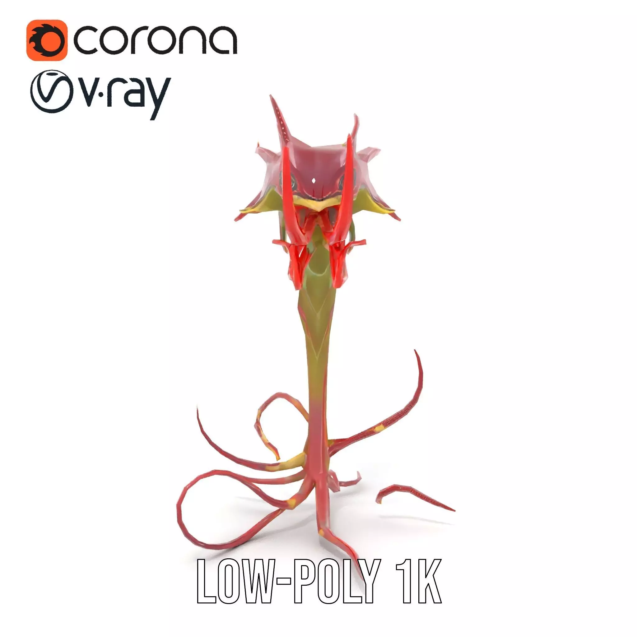 Spiky Crimson Creature model pack Low-poly 3D model_8