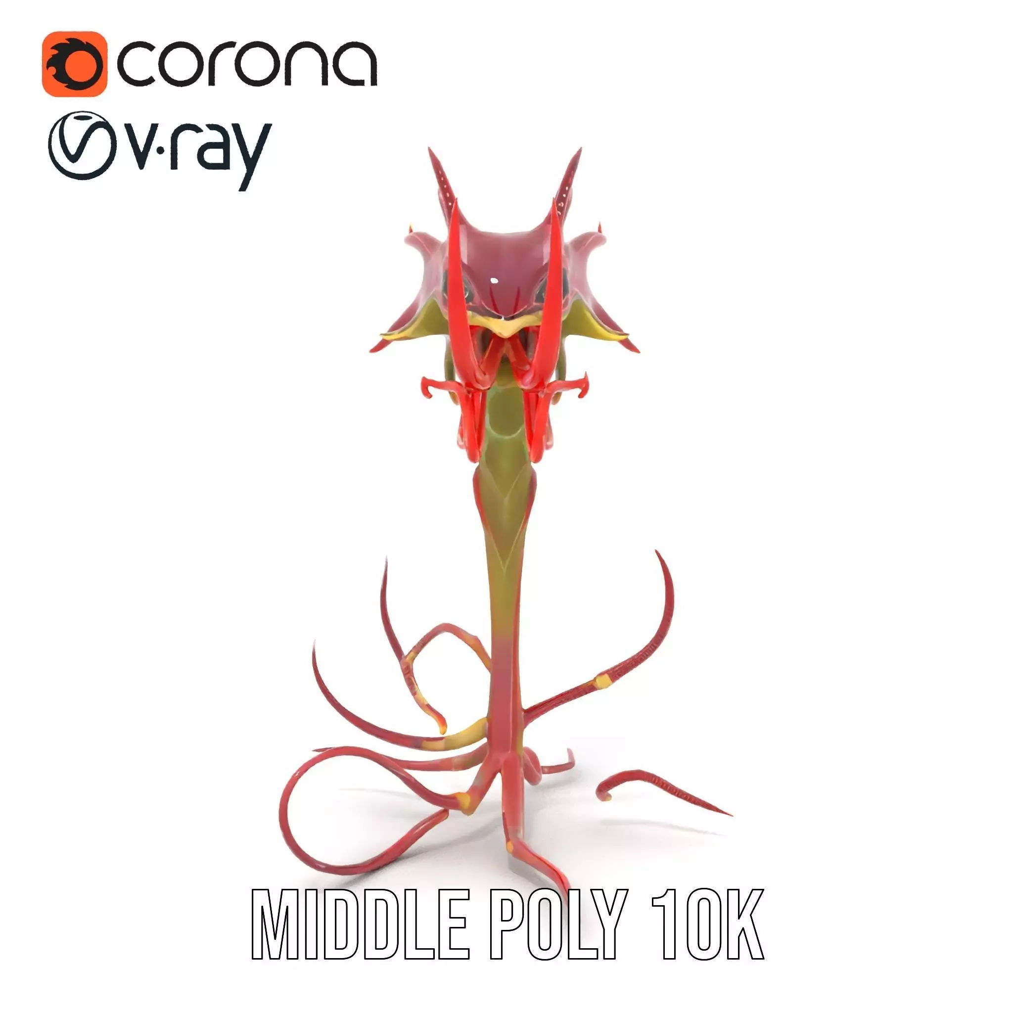 Spiky Crimson Creature model pack Low-poly 3D model_17