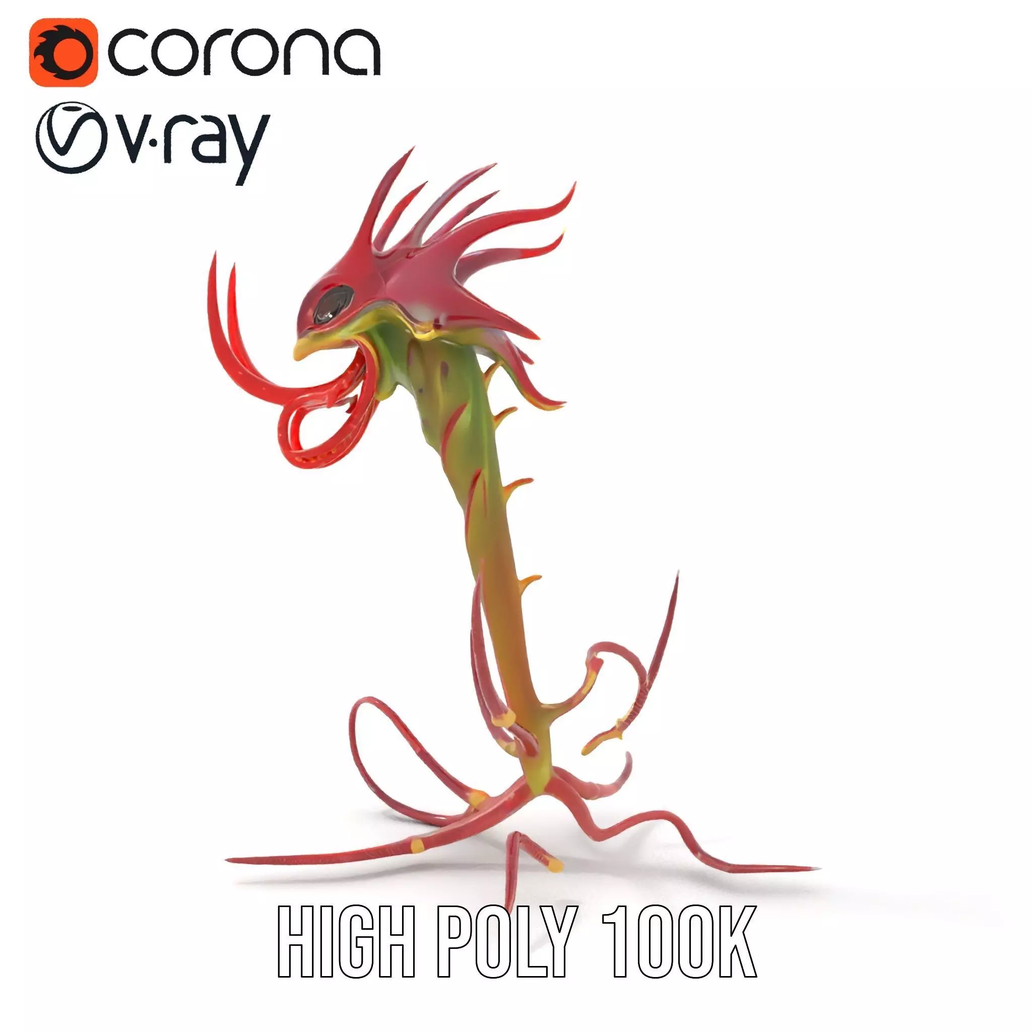 Spiky Crimson Creature model pack Low-poly 3D model_24