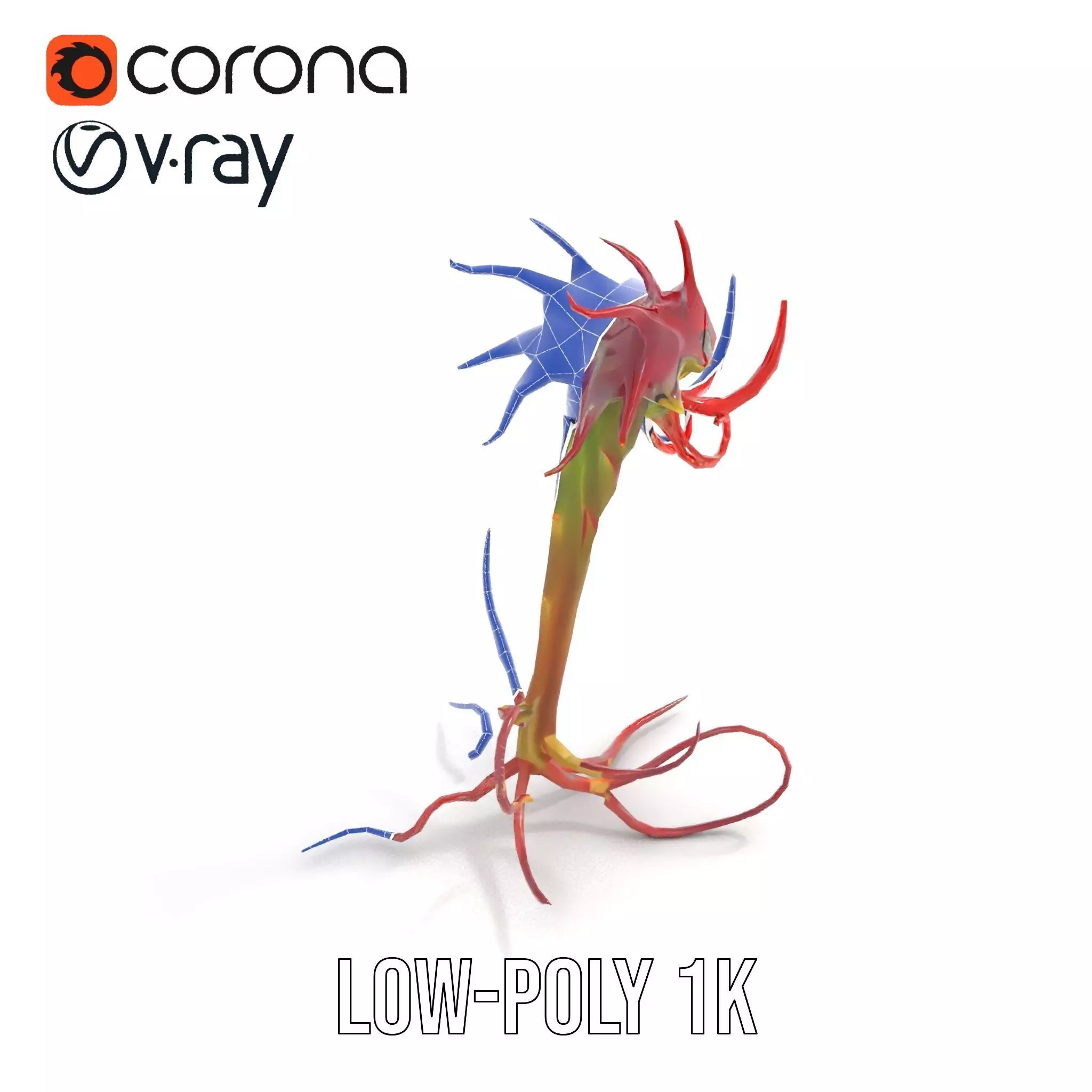 Spiky Crimson Creature model pack Low-poly 3D model_18