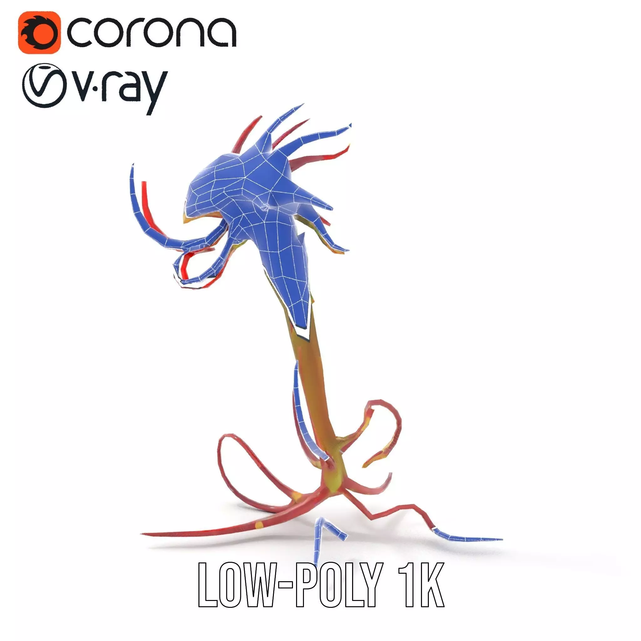 Spiky Crimson Creature model pack Low-poly 3D model_15