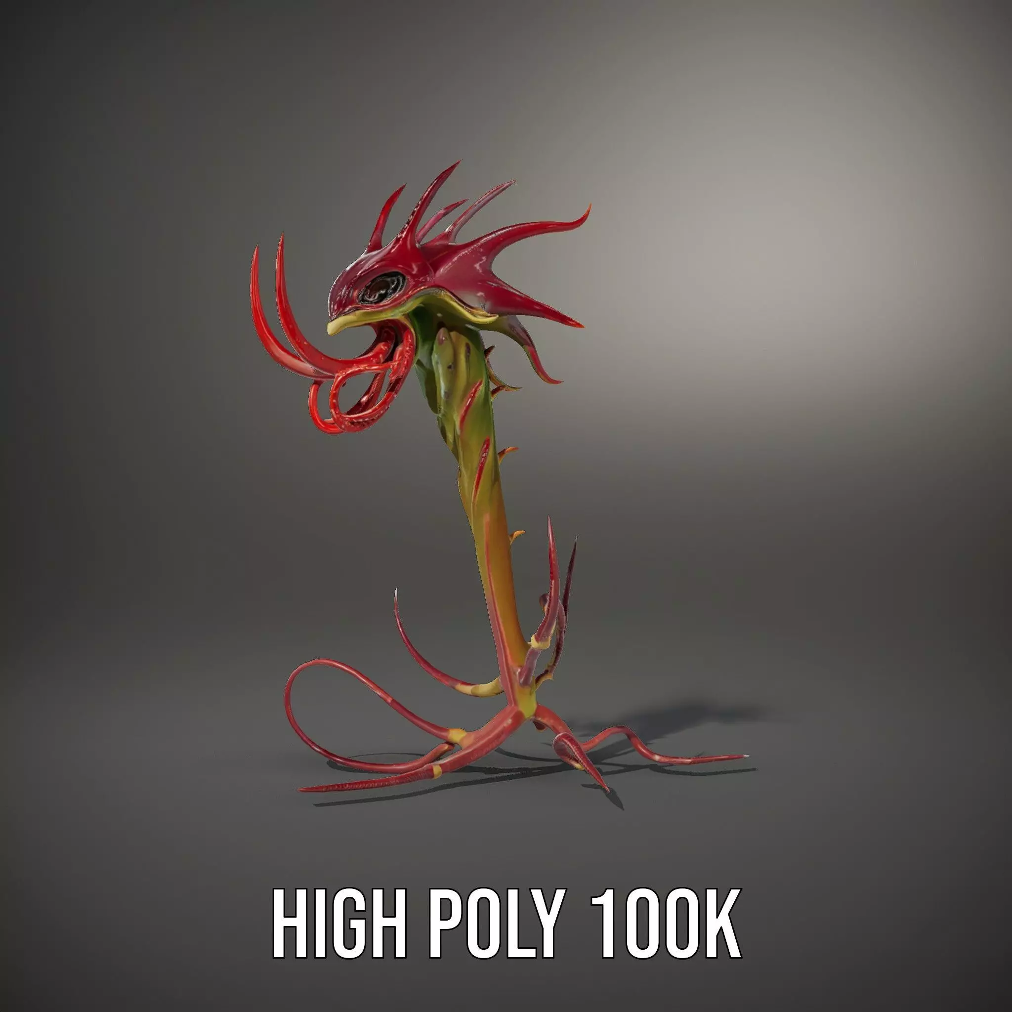 Spiky Crimson Creature model pack Low-poly 3D model_9
