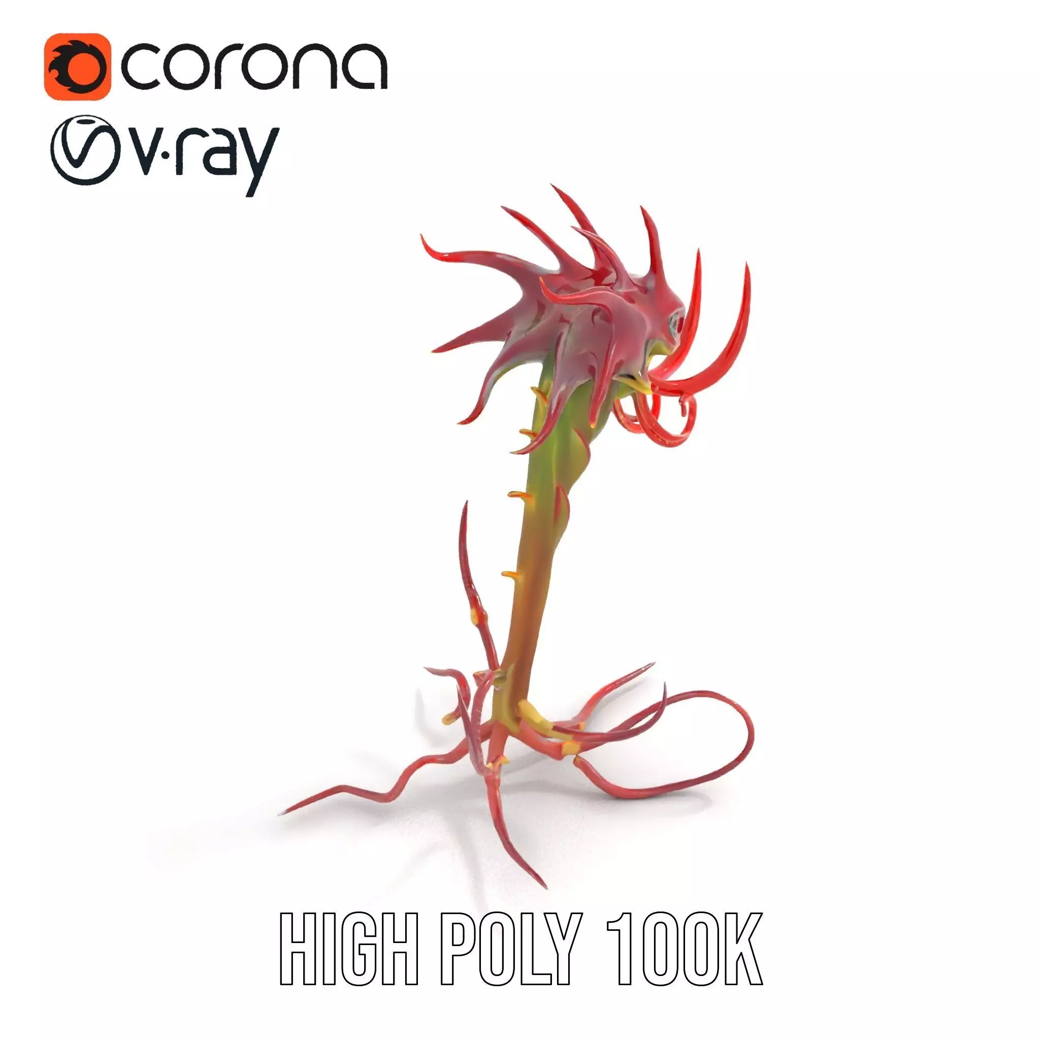 Spiky Crimson Creature model pack Low-poly 3D model_21