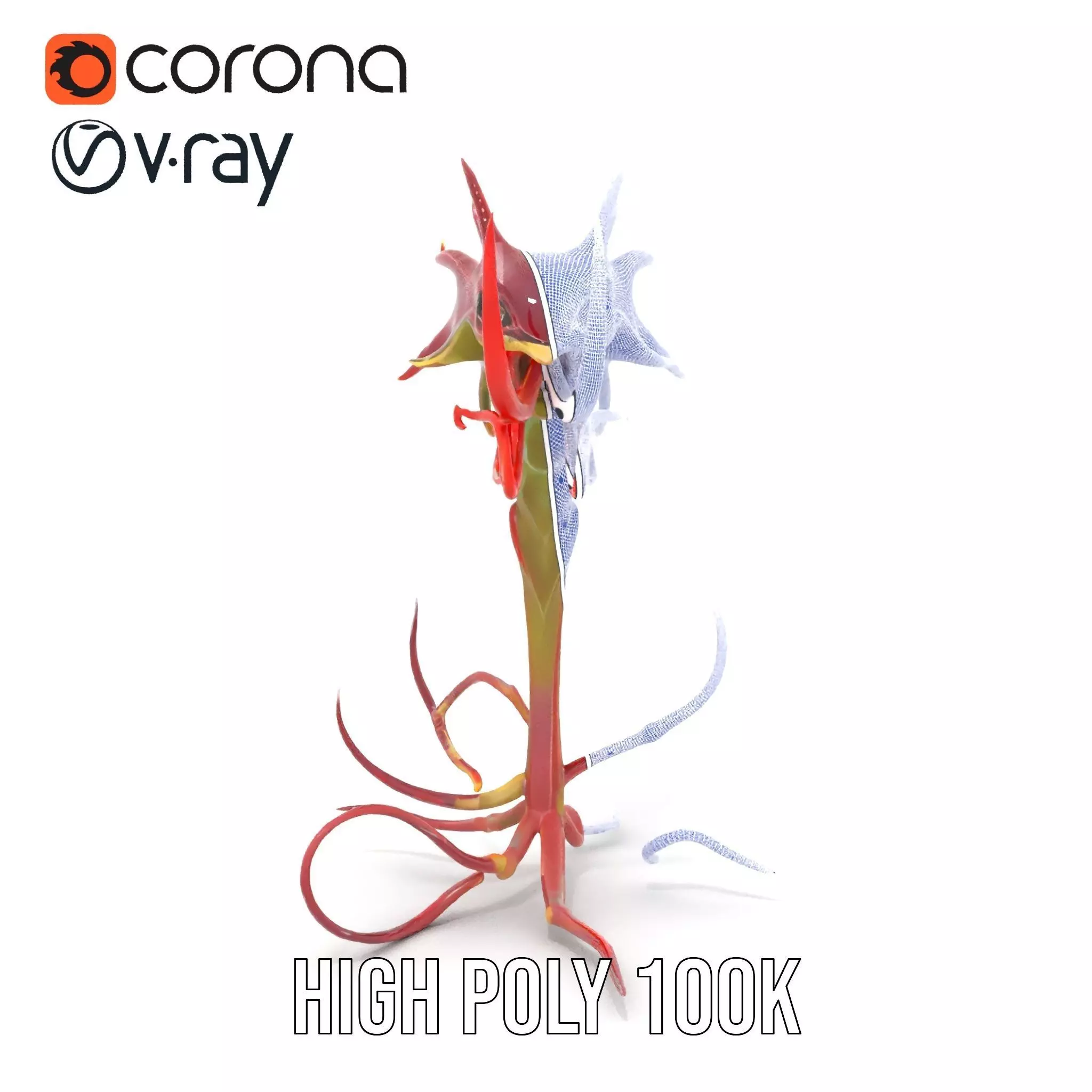 Spiky Crimson Creature model pack Low-poly 3D model_27