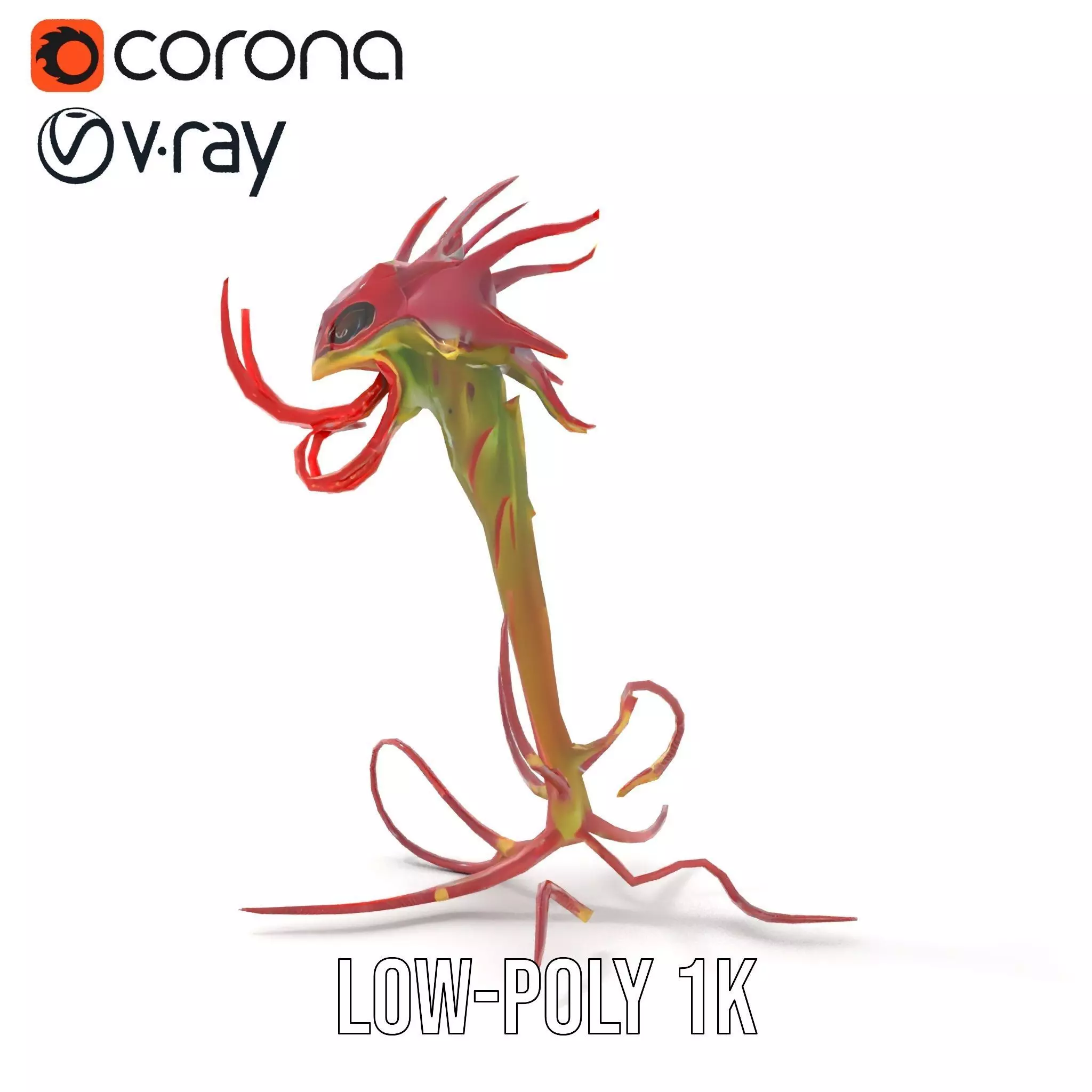 Spiky Crimson Creature model pack Low-poly 3D model_32