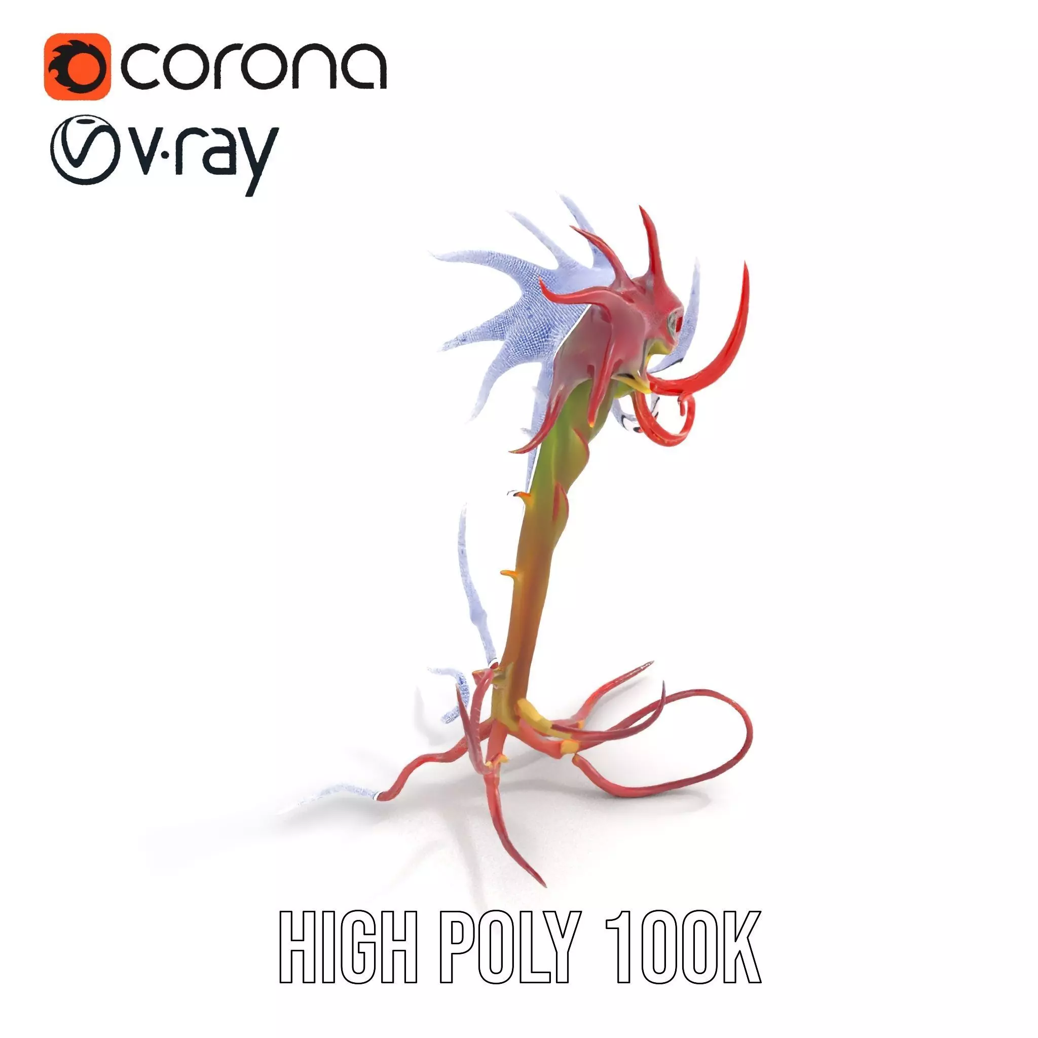 Spiky Crimson Creature model pack Low-poly 3D model_33