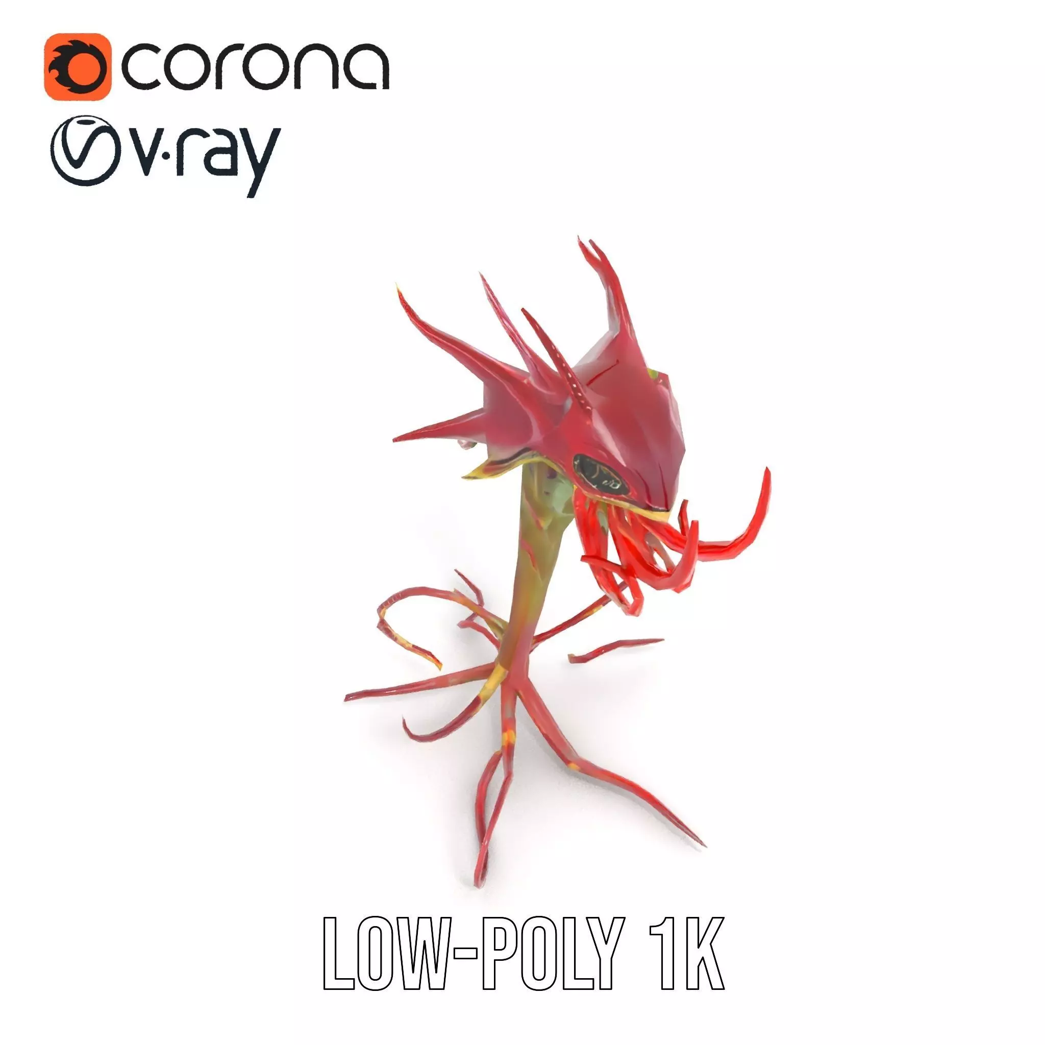 Spiky Crimson Creature model pack Low-poly 3D model_13