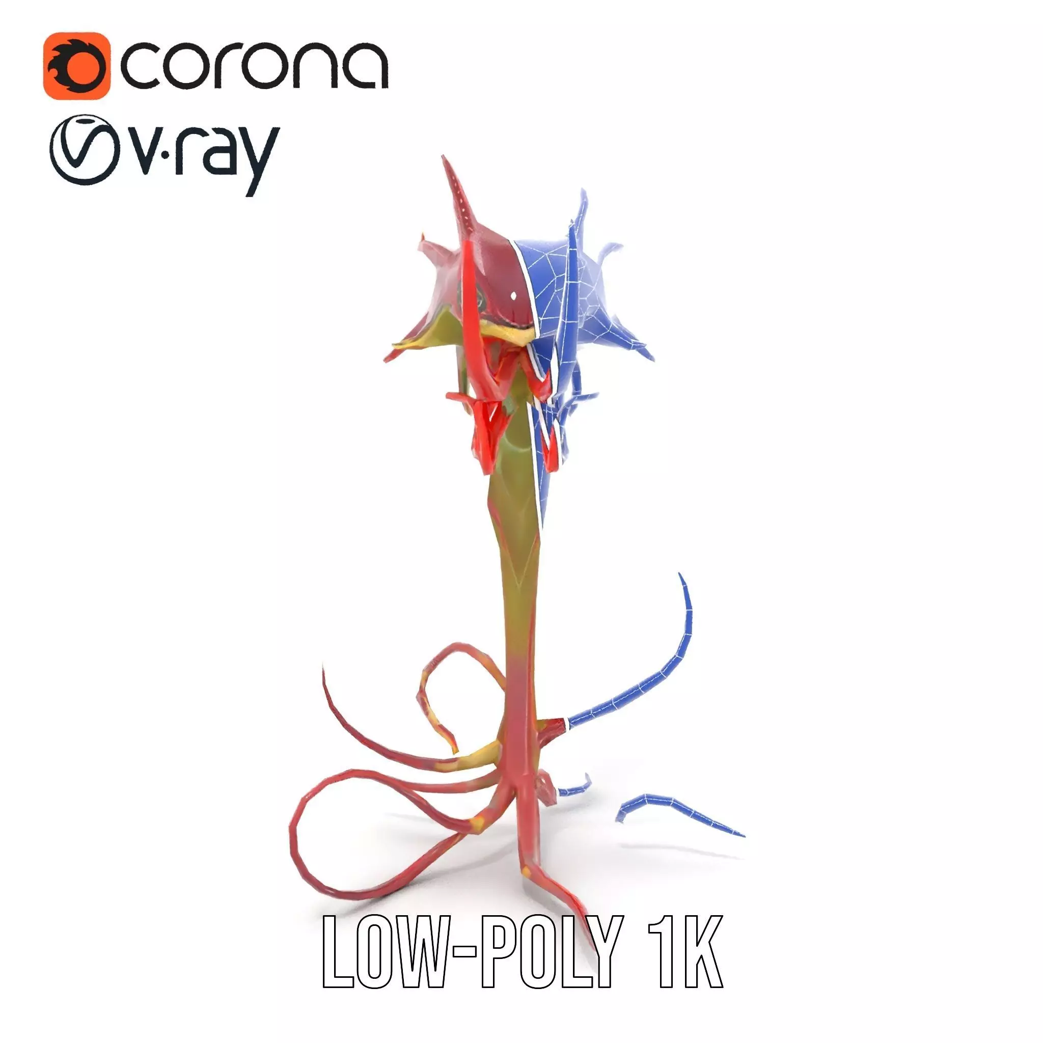 Spiky Crimson Creature model pack Low-poly 3D model_26