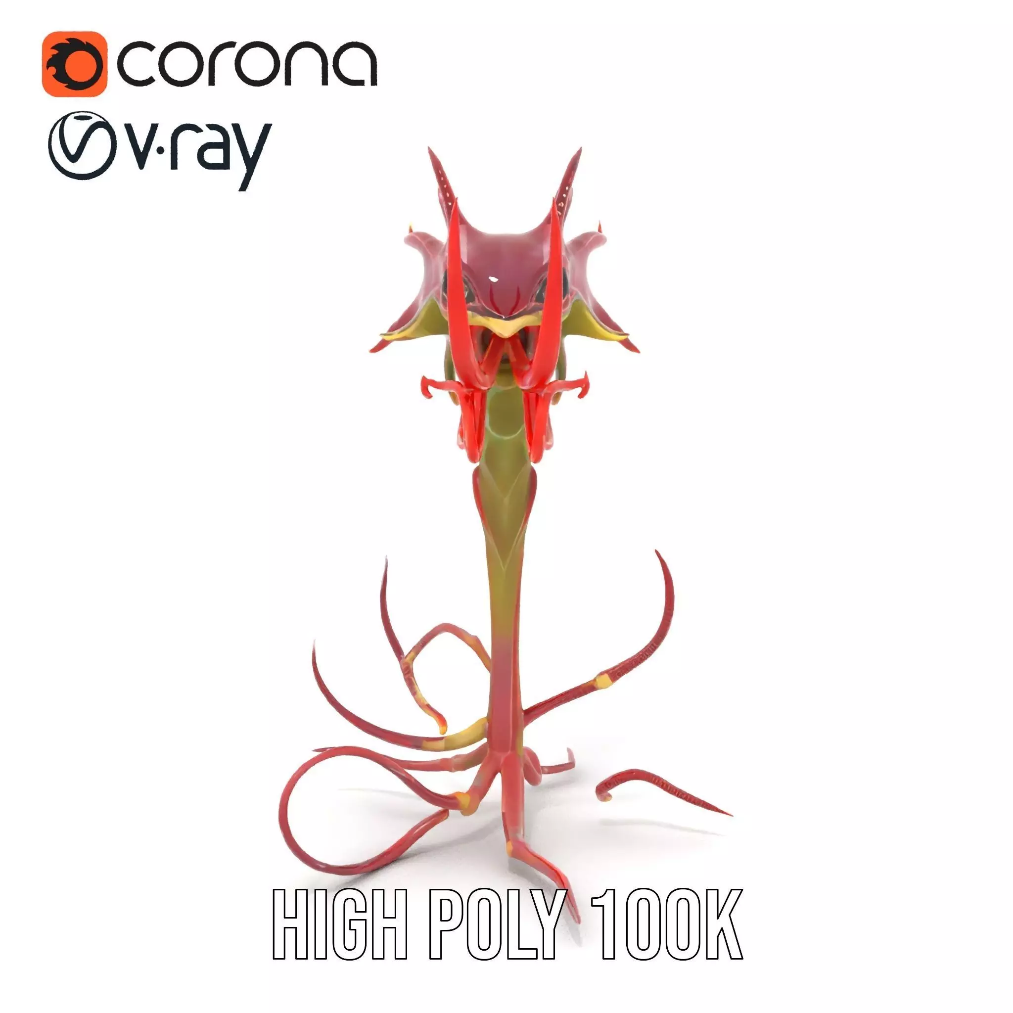 Spiky Crimson Creature model pack Low-poly 3D model_34