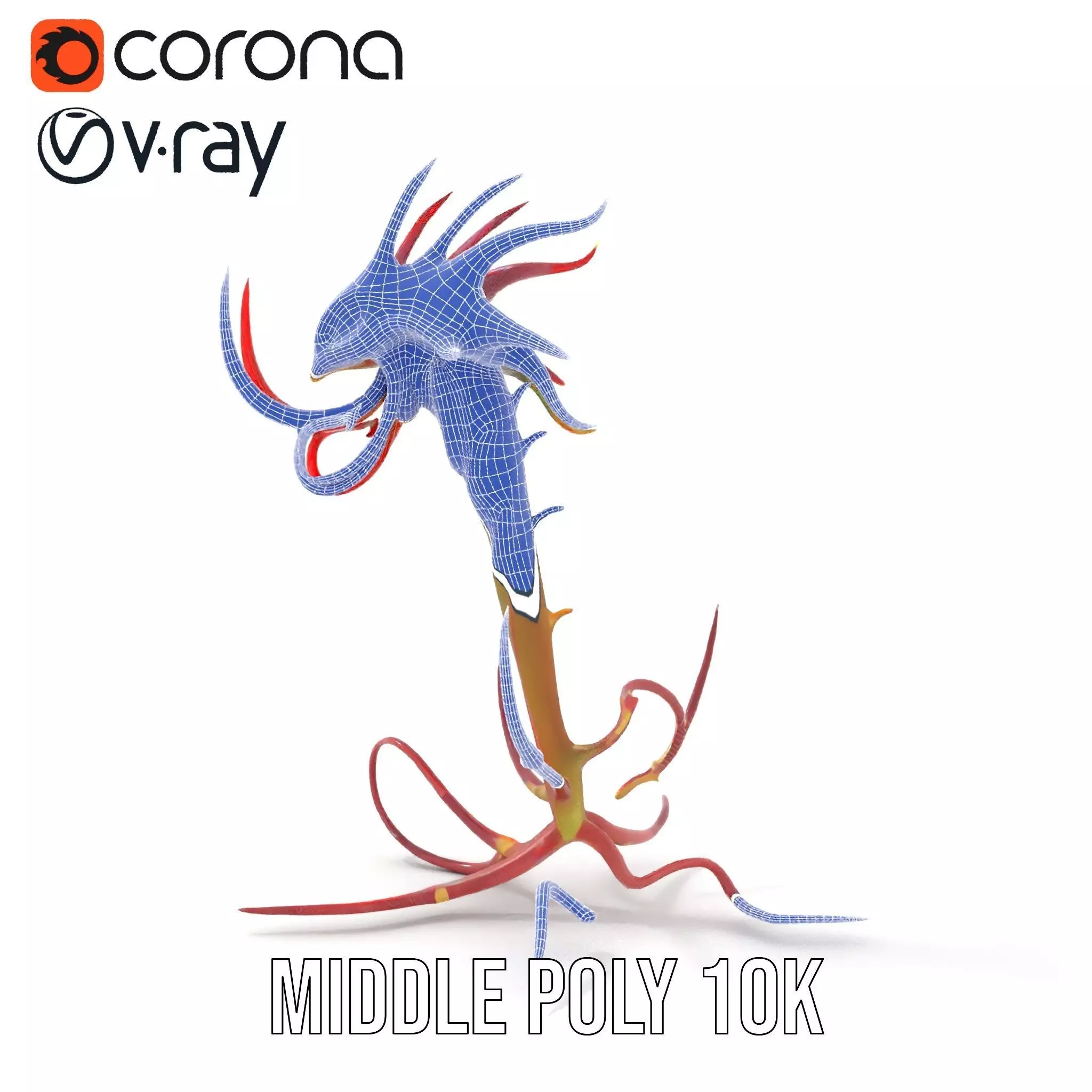 Spiky Crimson Creature model pack Low-poly 3D model_31