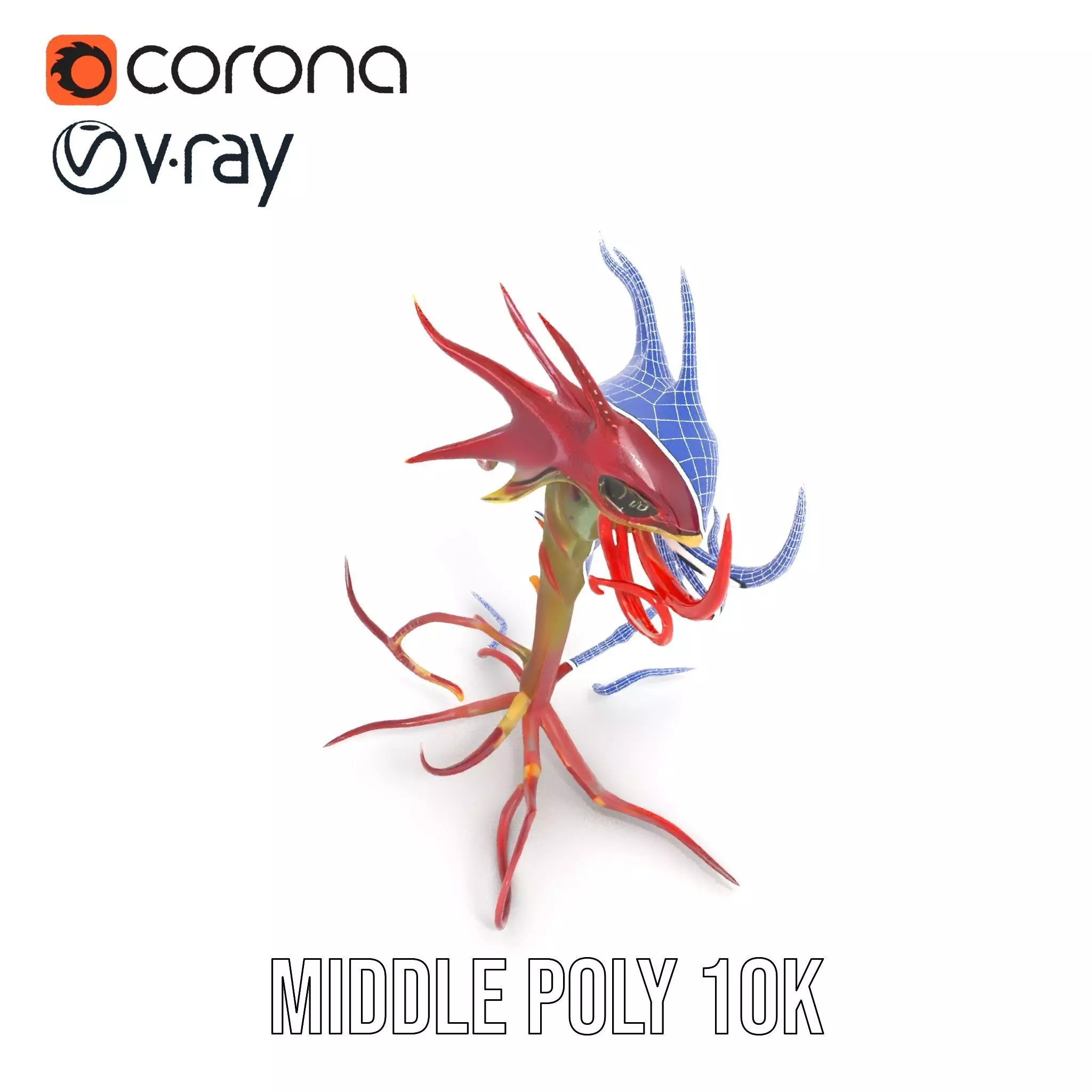 Spiky Crimson Creature model pack Low-poly 3D model_25