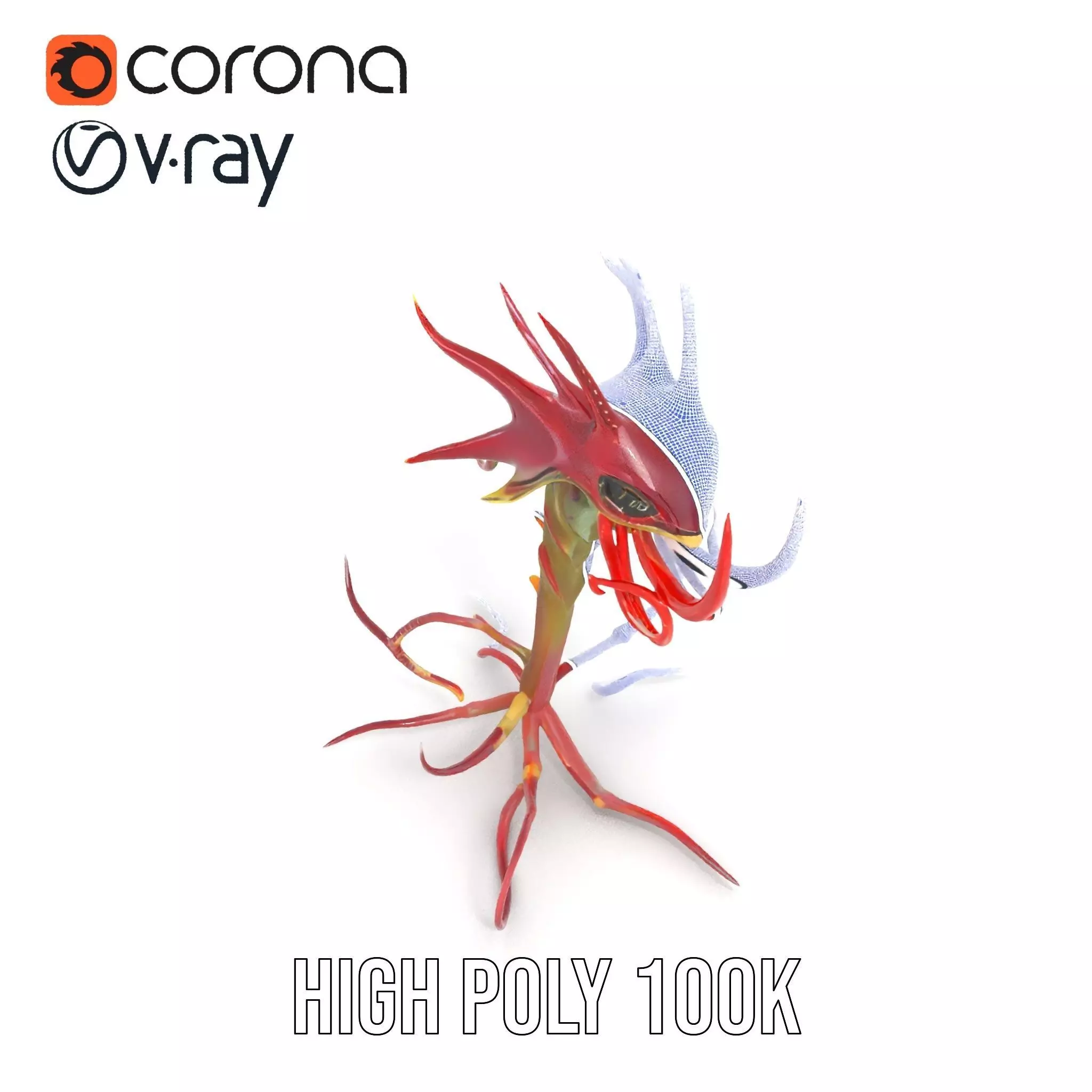 Spiky Crimson Creature model pack Low-poly 3D model_30