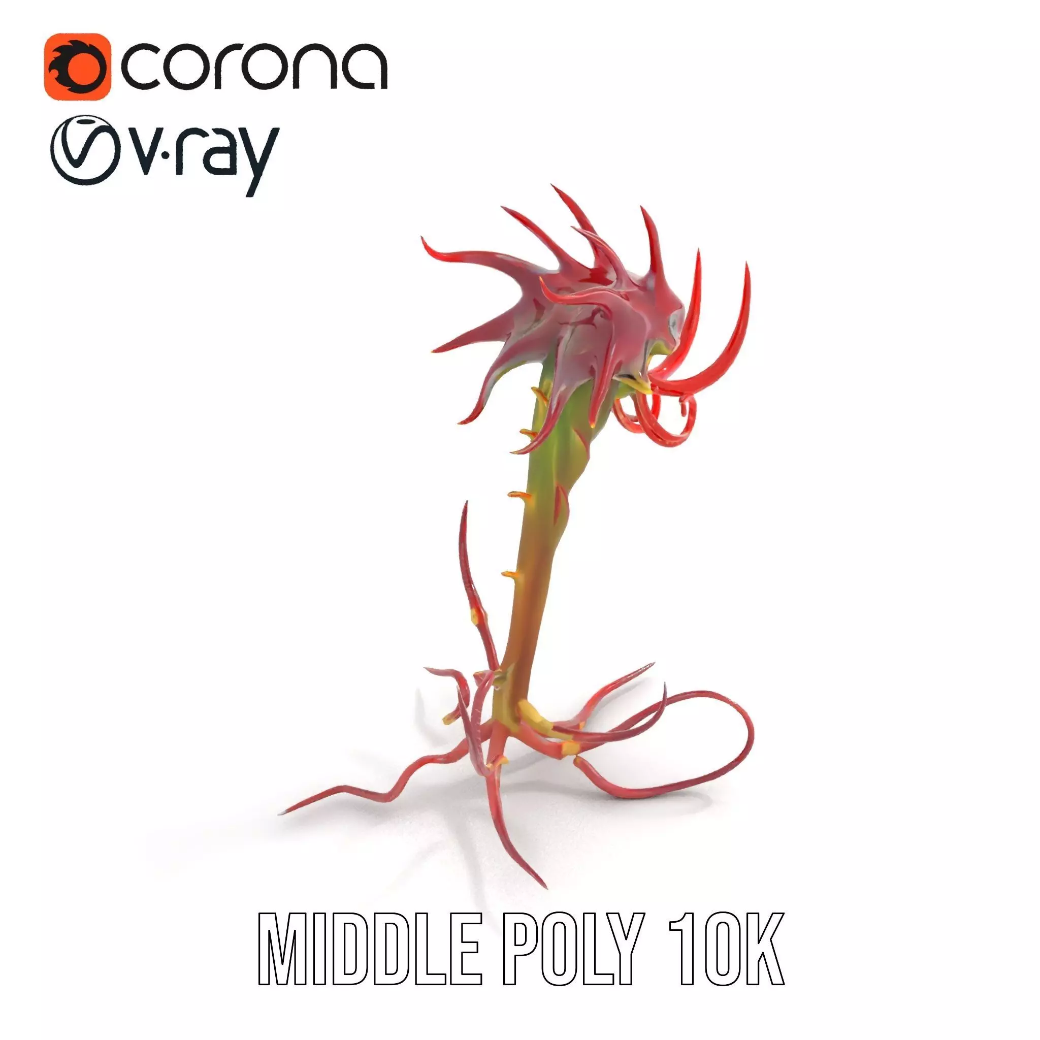 Spiky Crimson Creature model pack Low-poly 3D model_6