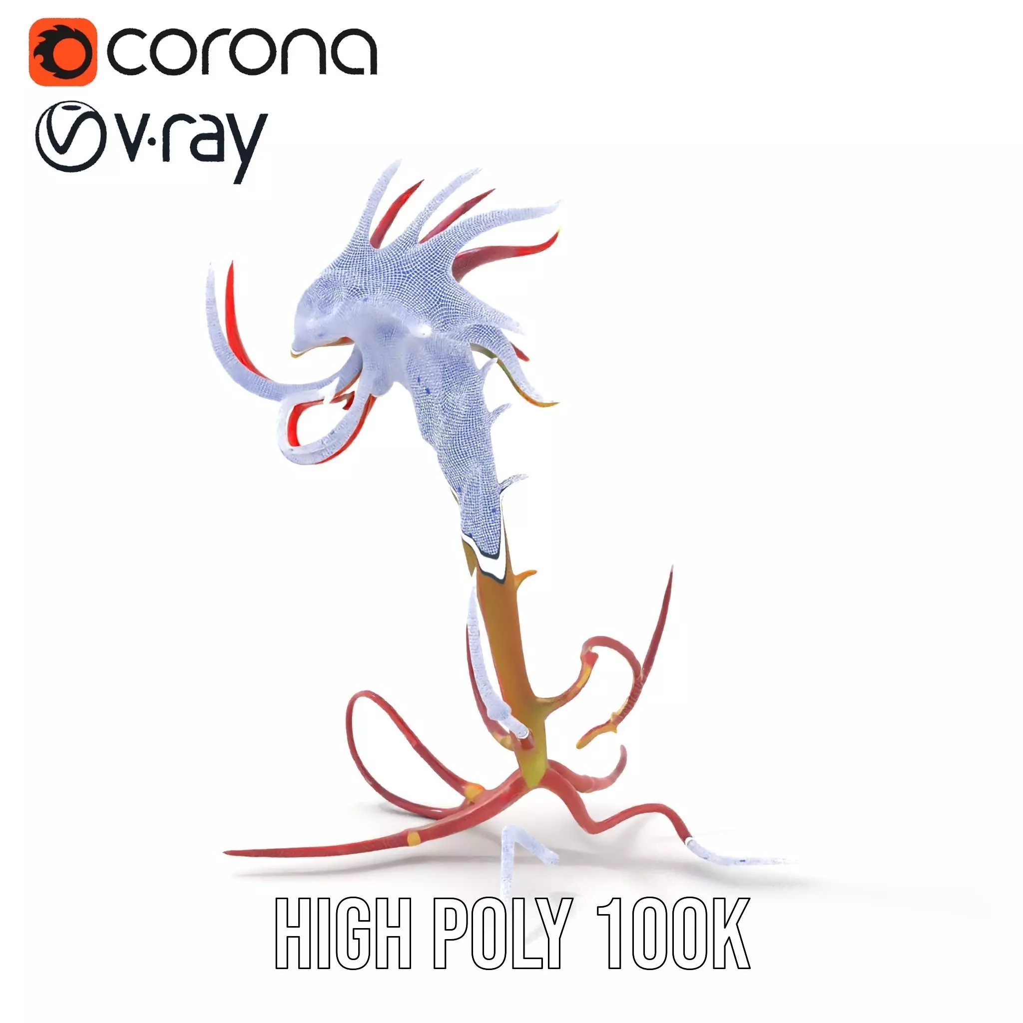 Spiky Crimson Creature model pack Low-poly 3D model_35