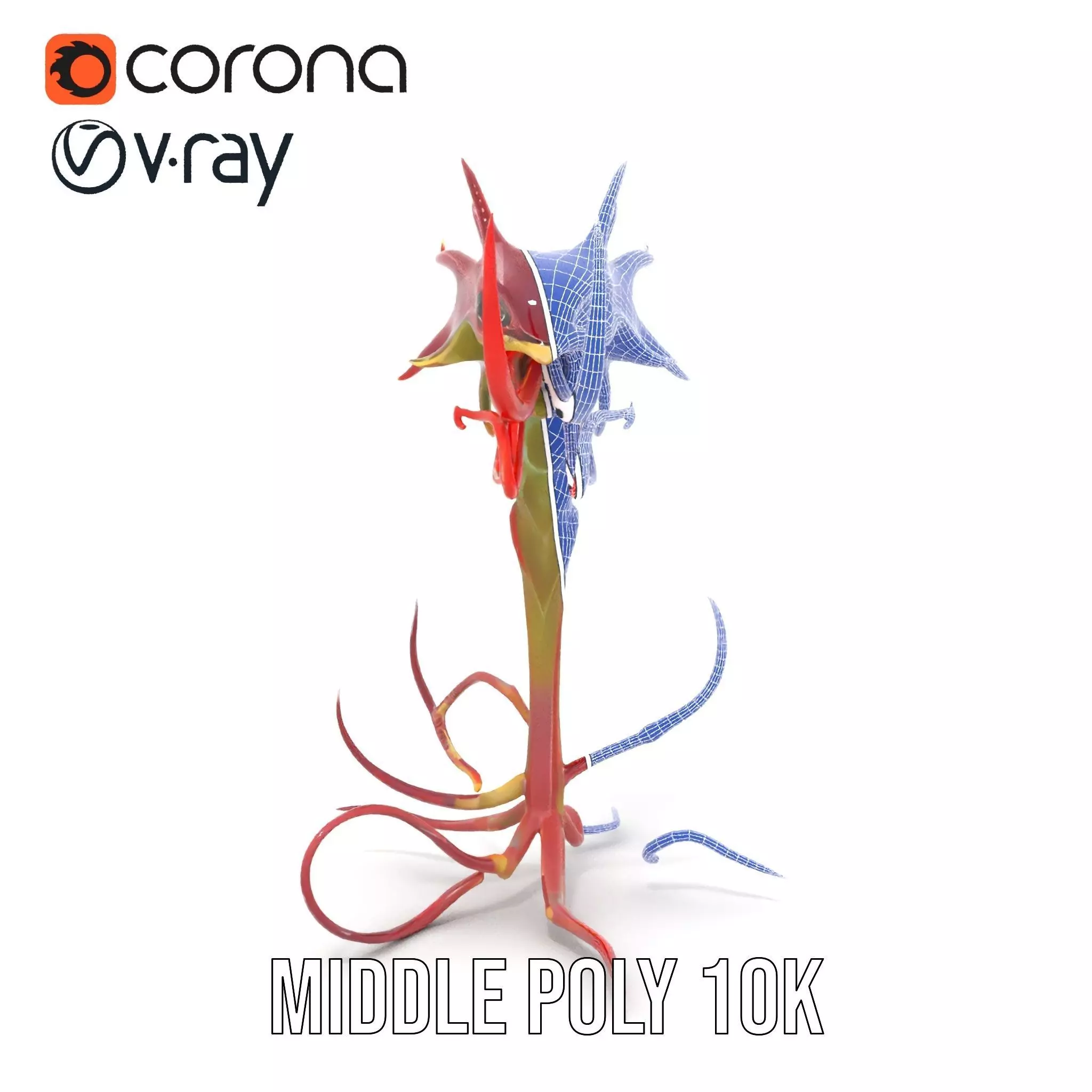 Spiky Crimson Creature model pack Low-poly 3D model_28