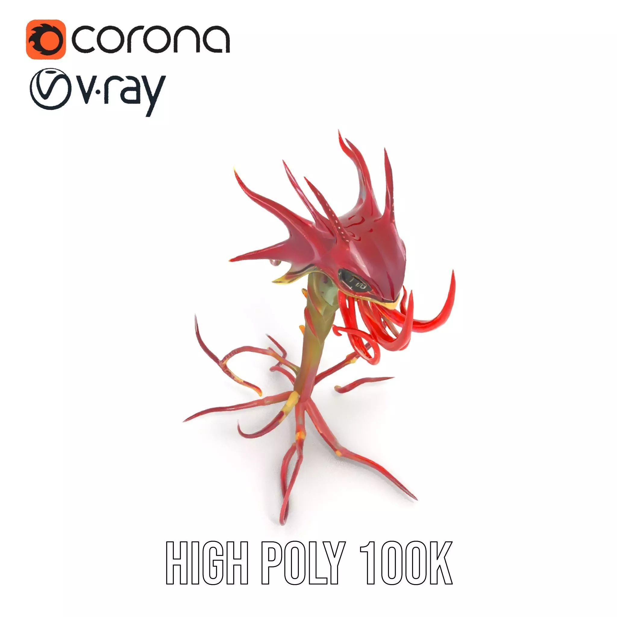 Spiky Crimson Creature model pack Low-poly 3D model_16